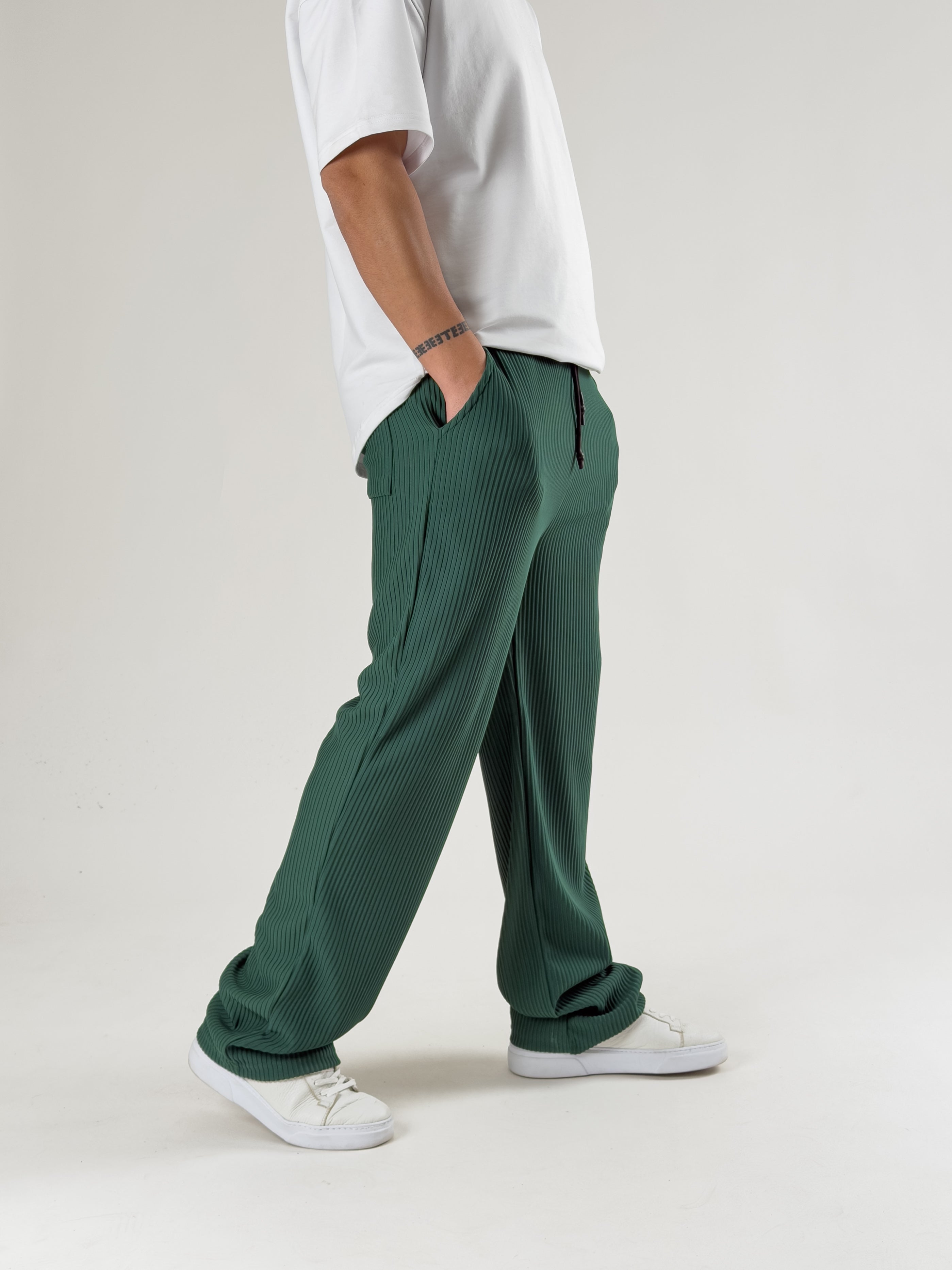 Yeşil Fitilli Erkek Baggy Pantolon COC2720
