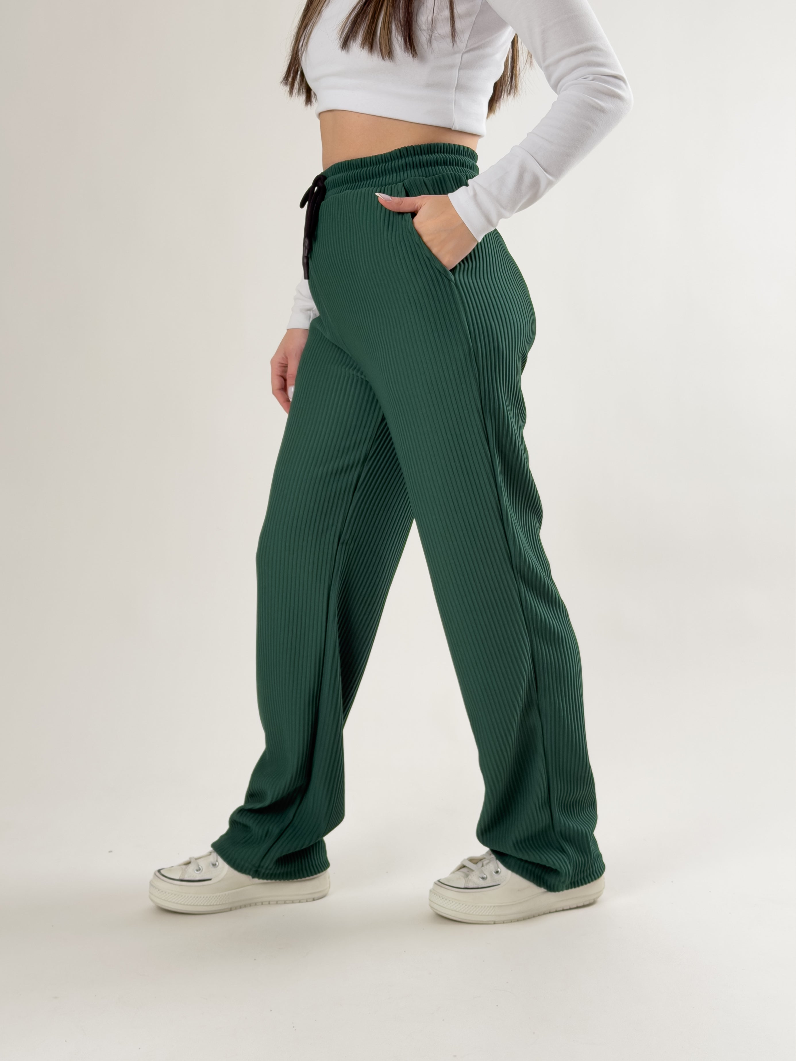Yeşil Fitilli Kadın Baggy Pantolon COC2693
