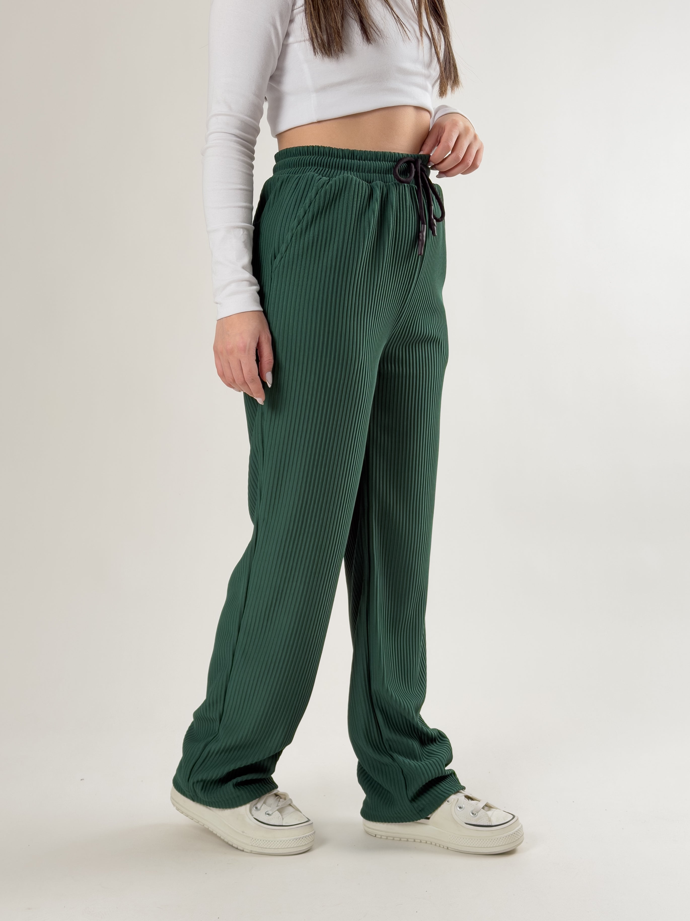 Yeşil Fitilli Kadın Baggy Pantolon COC2693
