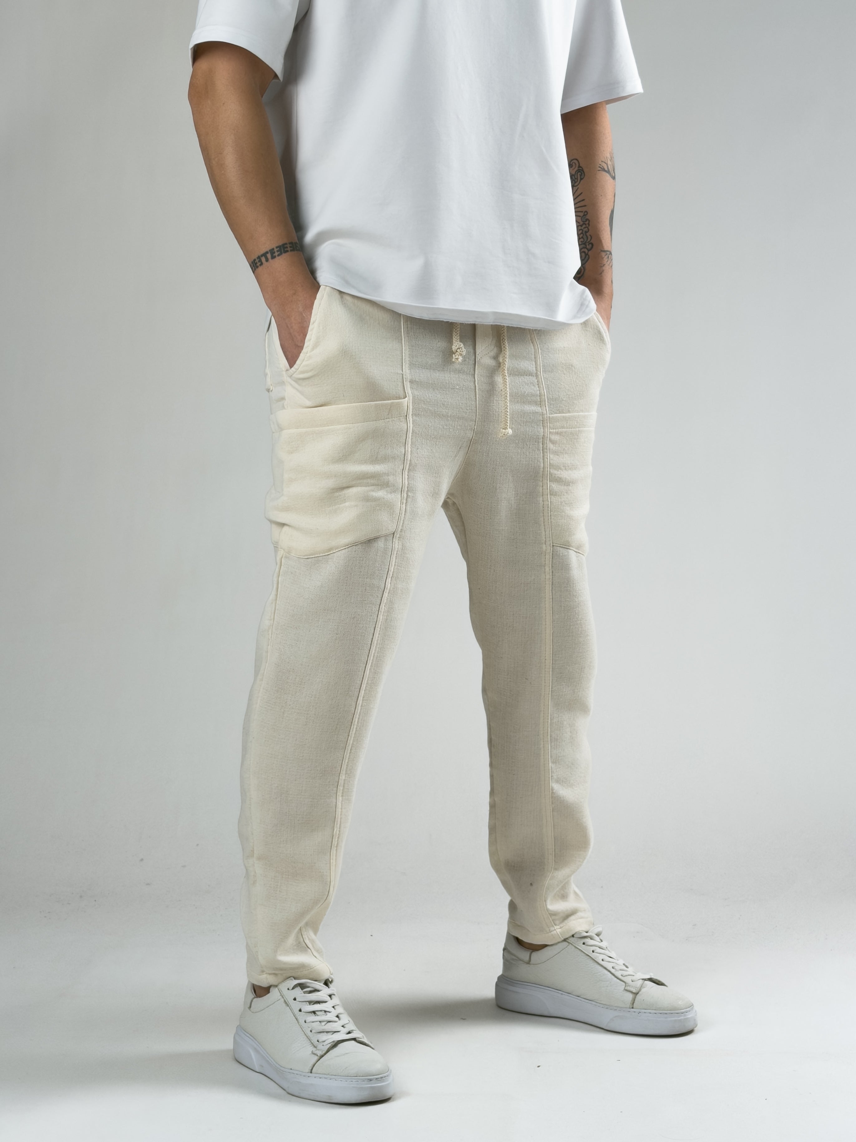 Keten Bej Erkek Jogger Pantolon COC2817
