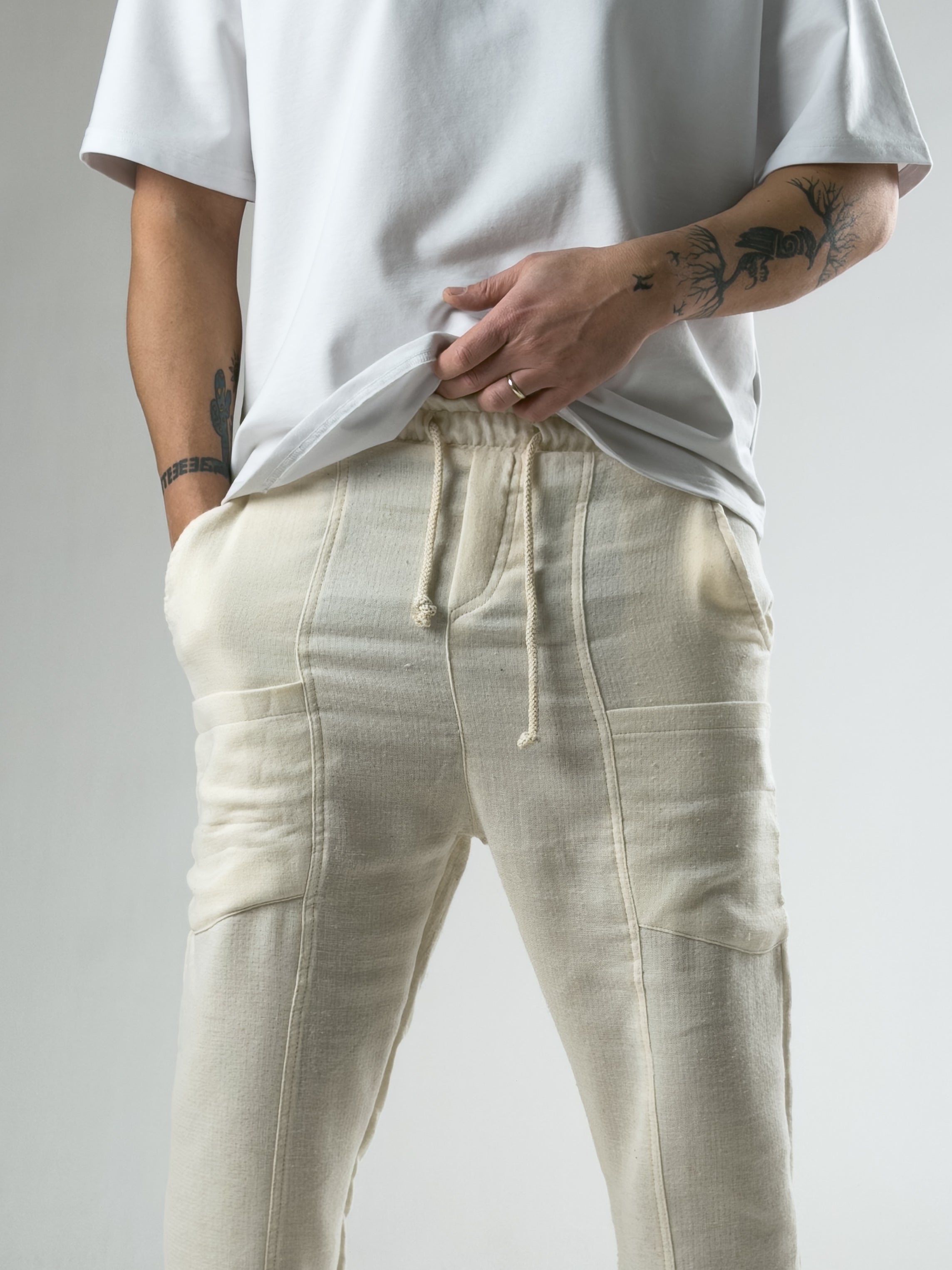 Keten Bej Erkek Jogger Pantolon COC2817