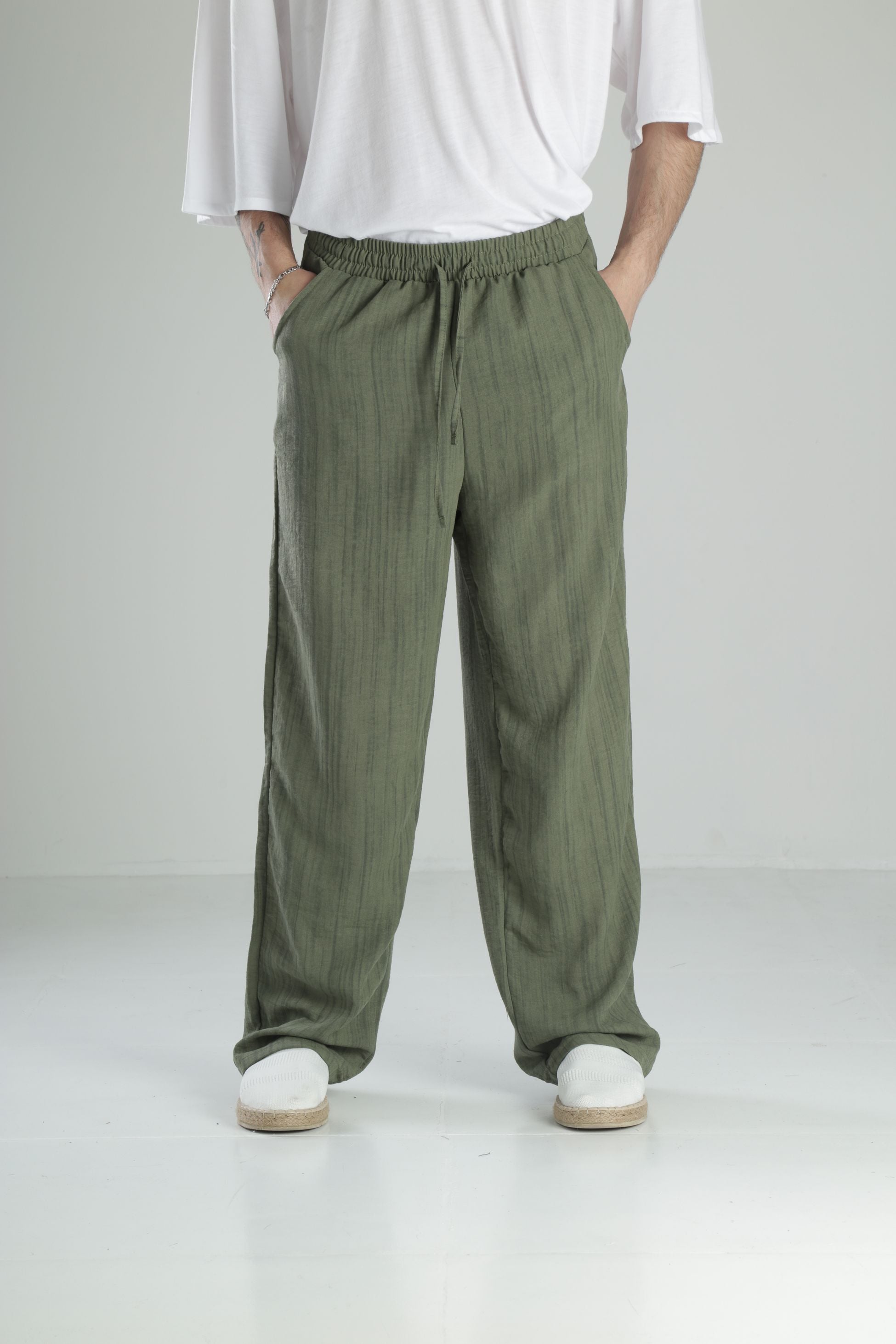 Aerobin Keten Yeşil Baggy Pantolon COC2513