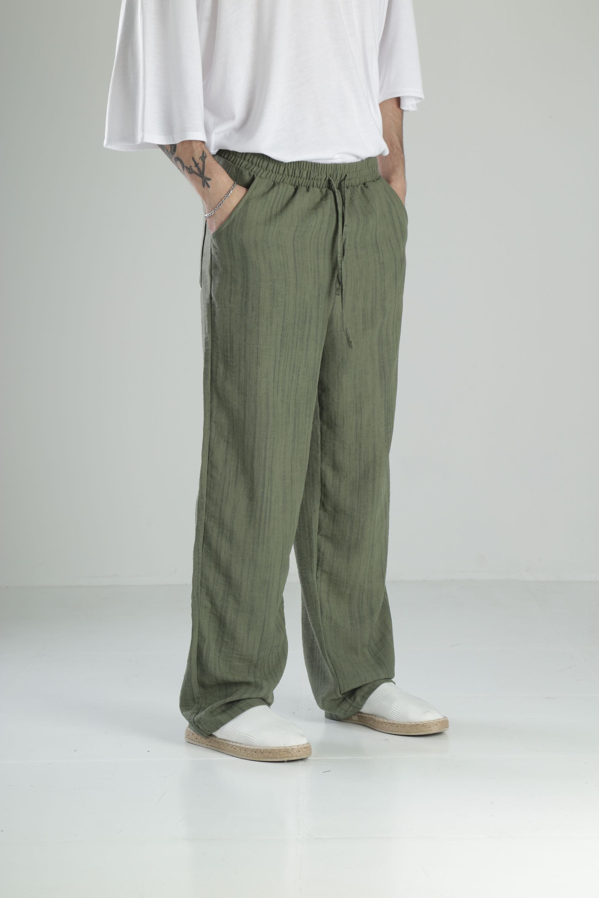 Aerobin Keten Yeşil Baggy Pantolon COC2513