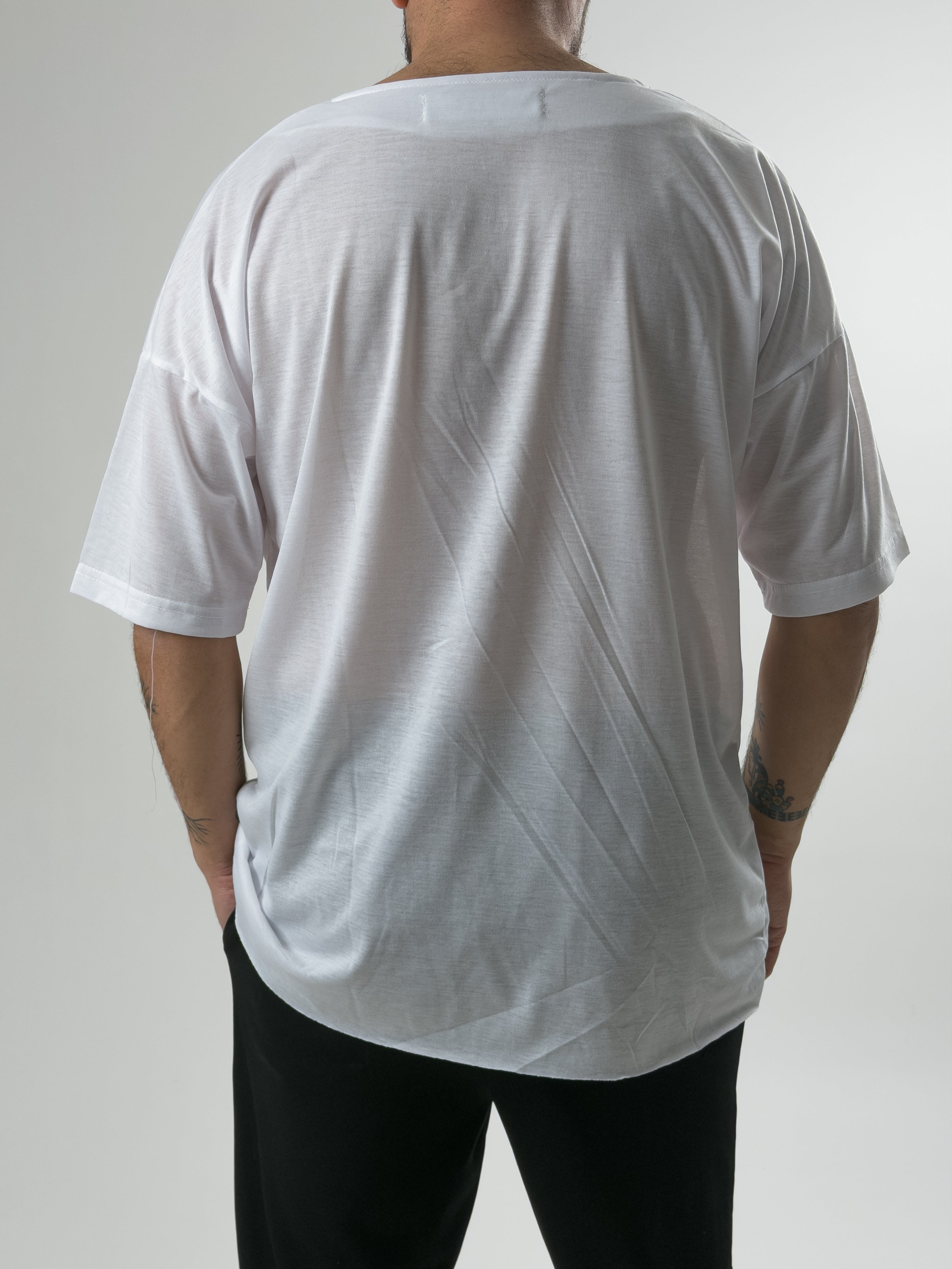 Asimetrik Erkek Beyaz T-Shirt COC2581