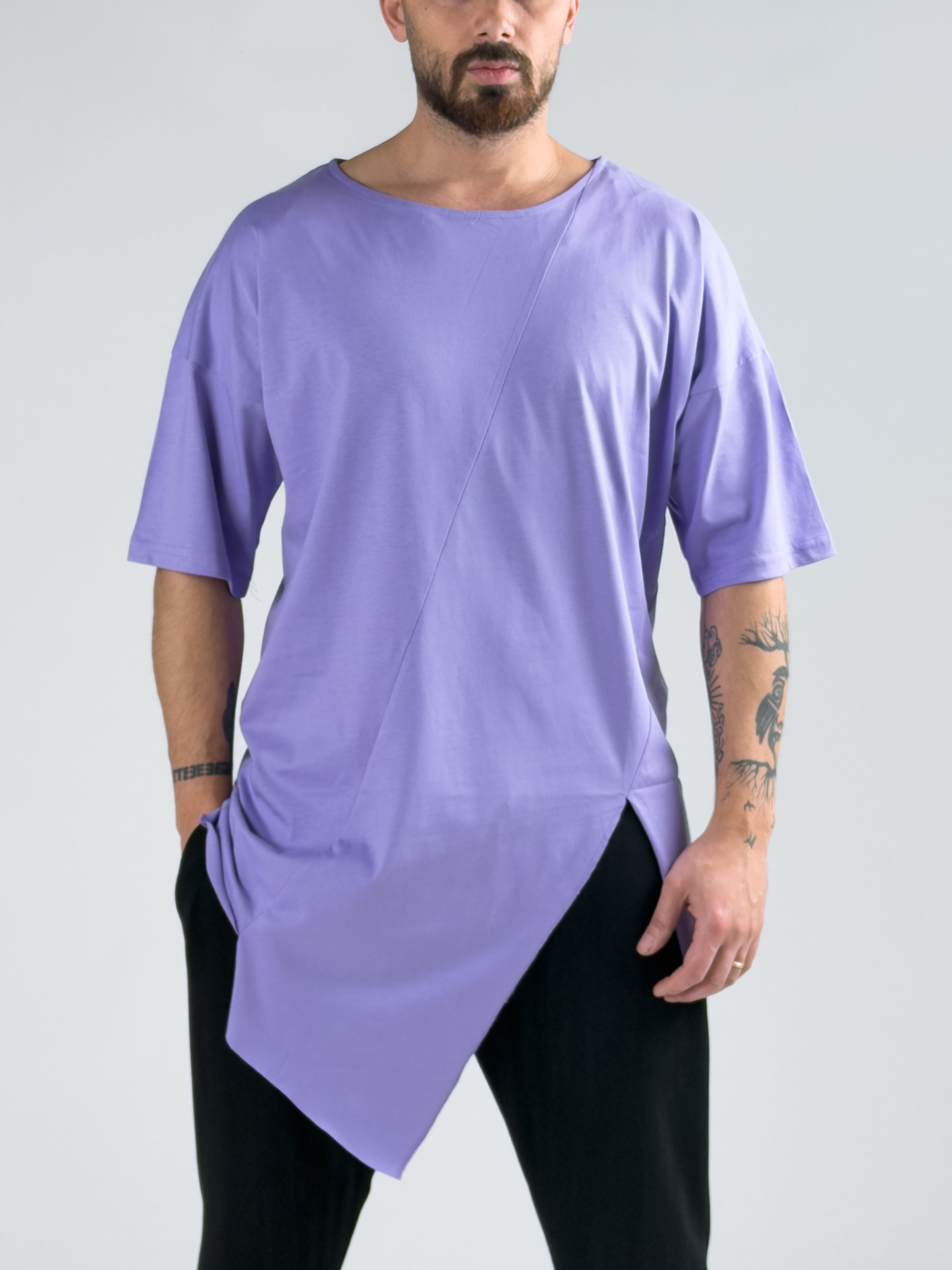 Asimetrik Lila Erkek T-Shirt COC2991