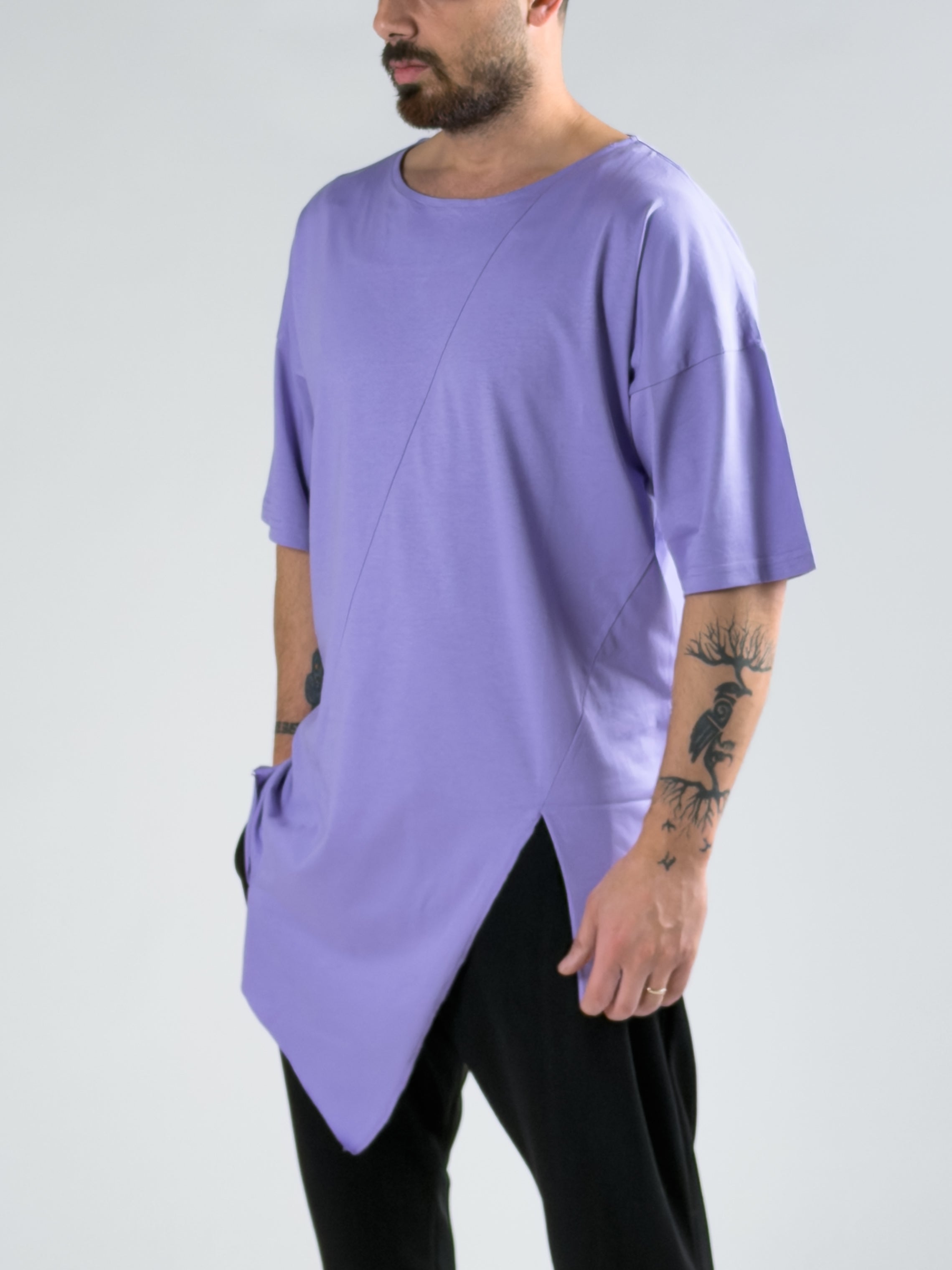 Asimetrik Lila Erkek T-Shirt COC2991