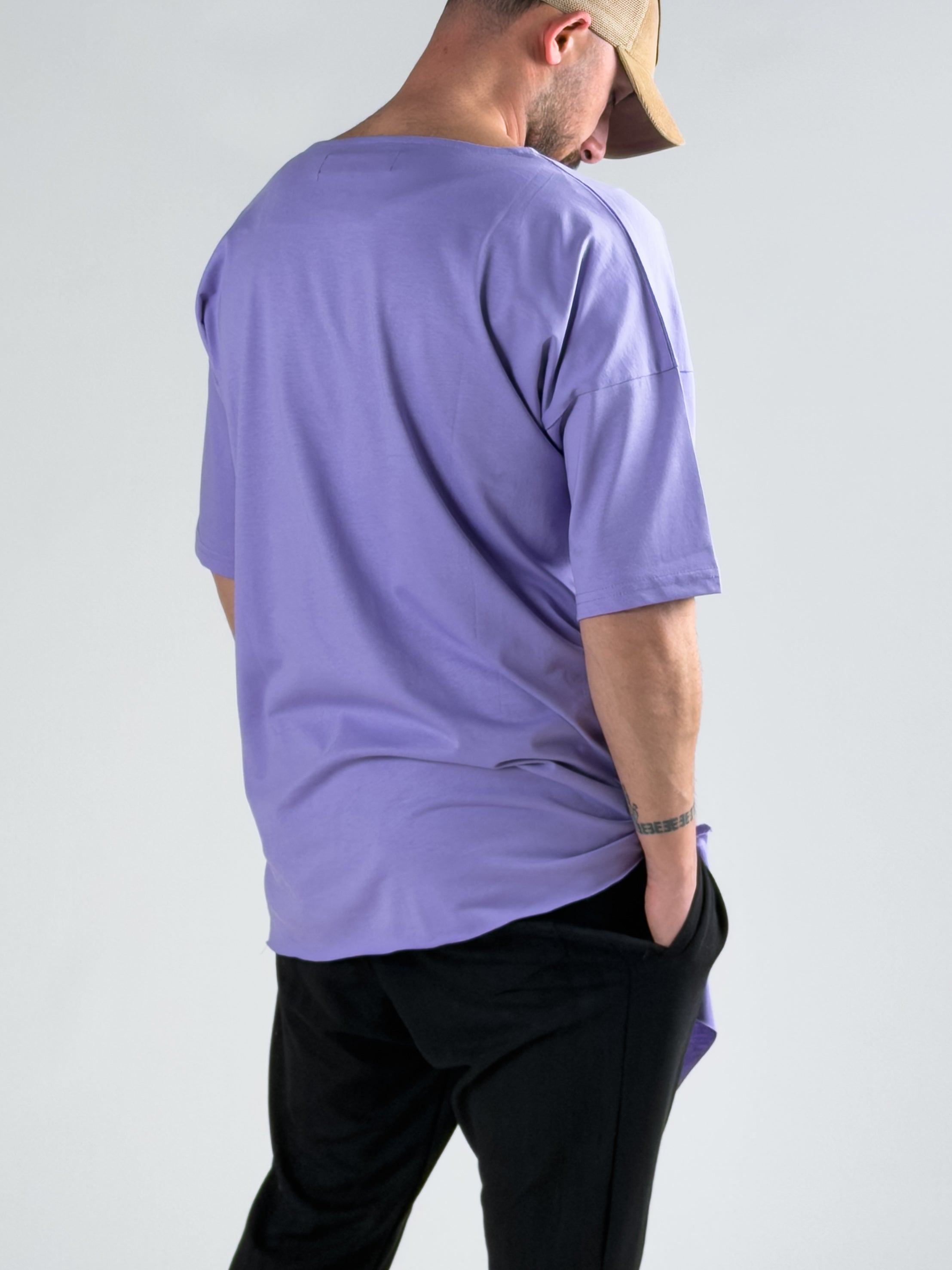 Asimetrik Lila Erkek T-Shirt COC2991