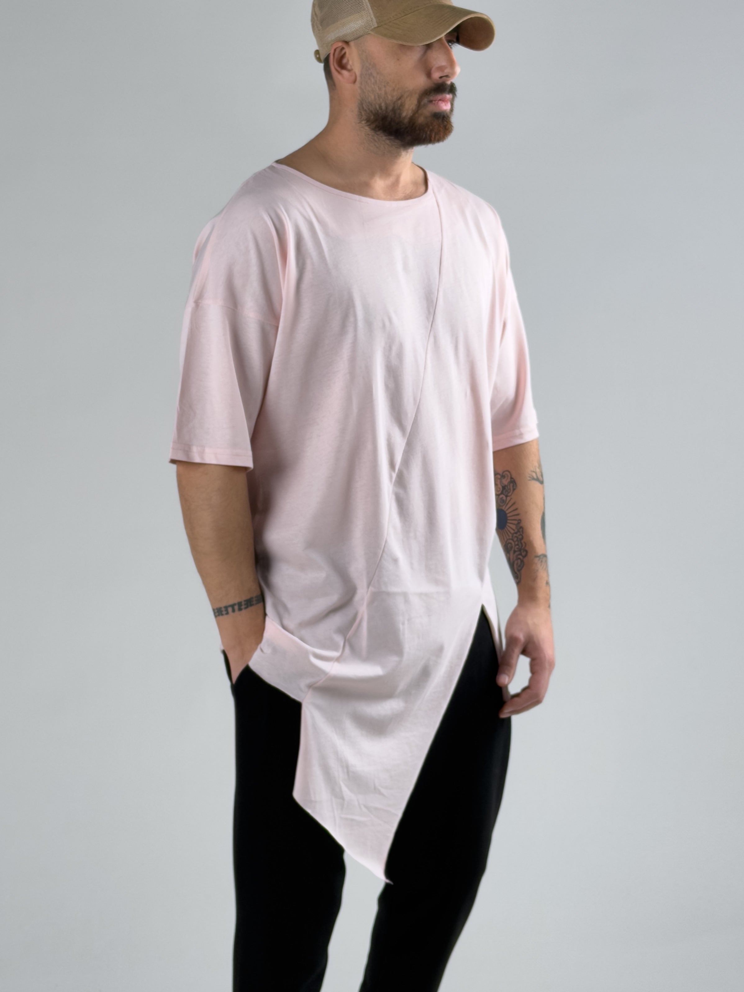 Asimetrik Pudra Erkek T-Shirt COC2993