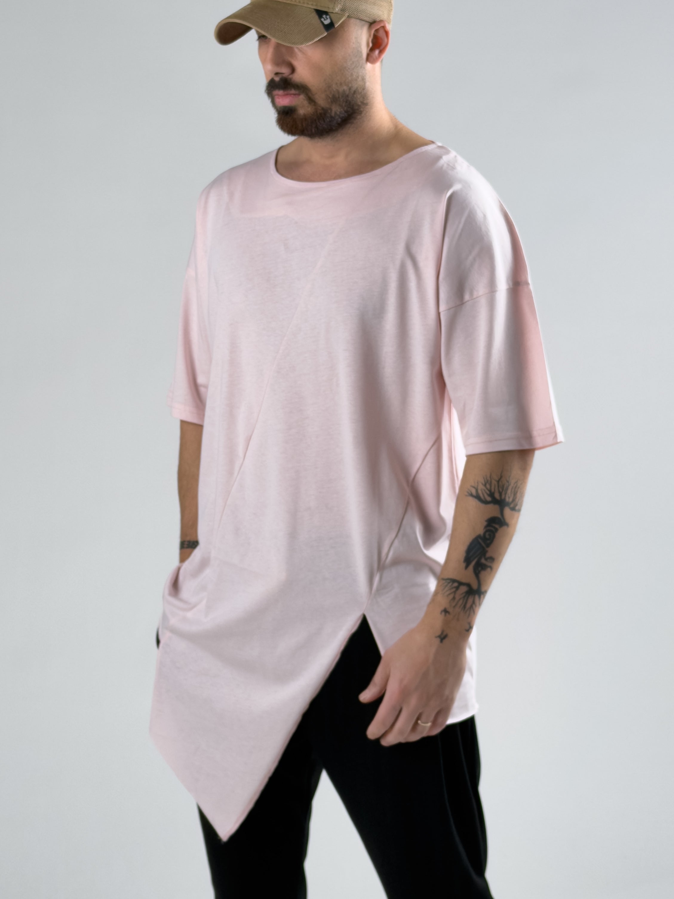 Asimetrik Pudra Erkek T-Shirt COC2993