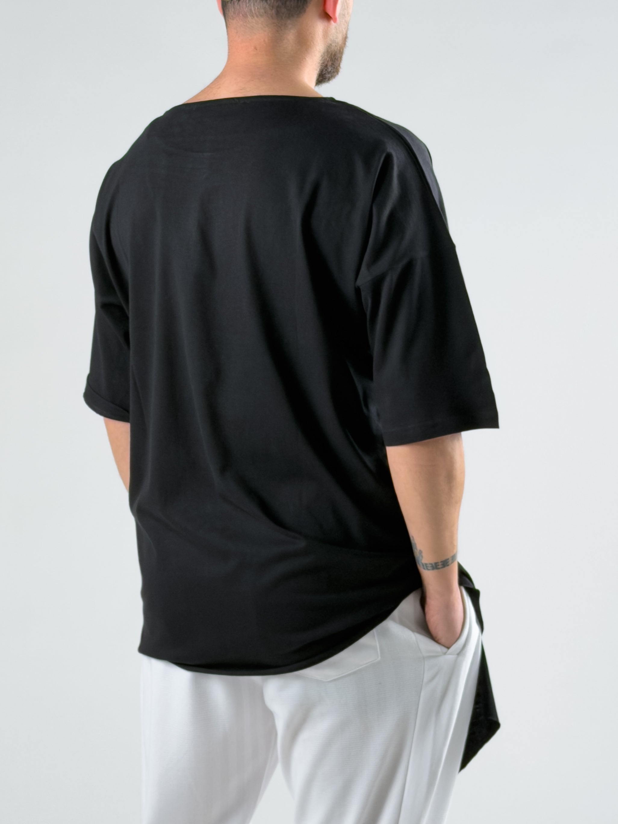 Asimetrik Siyah Erkek T-Shirt COC2994