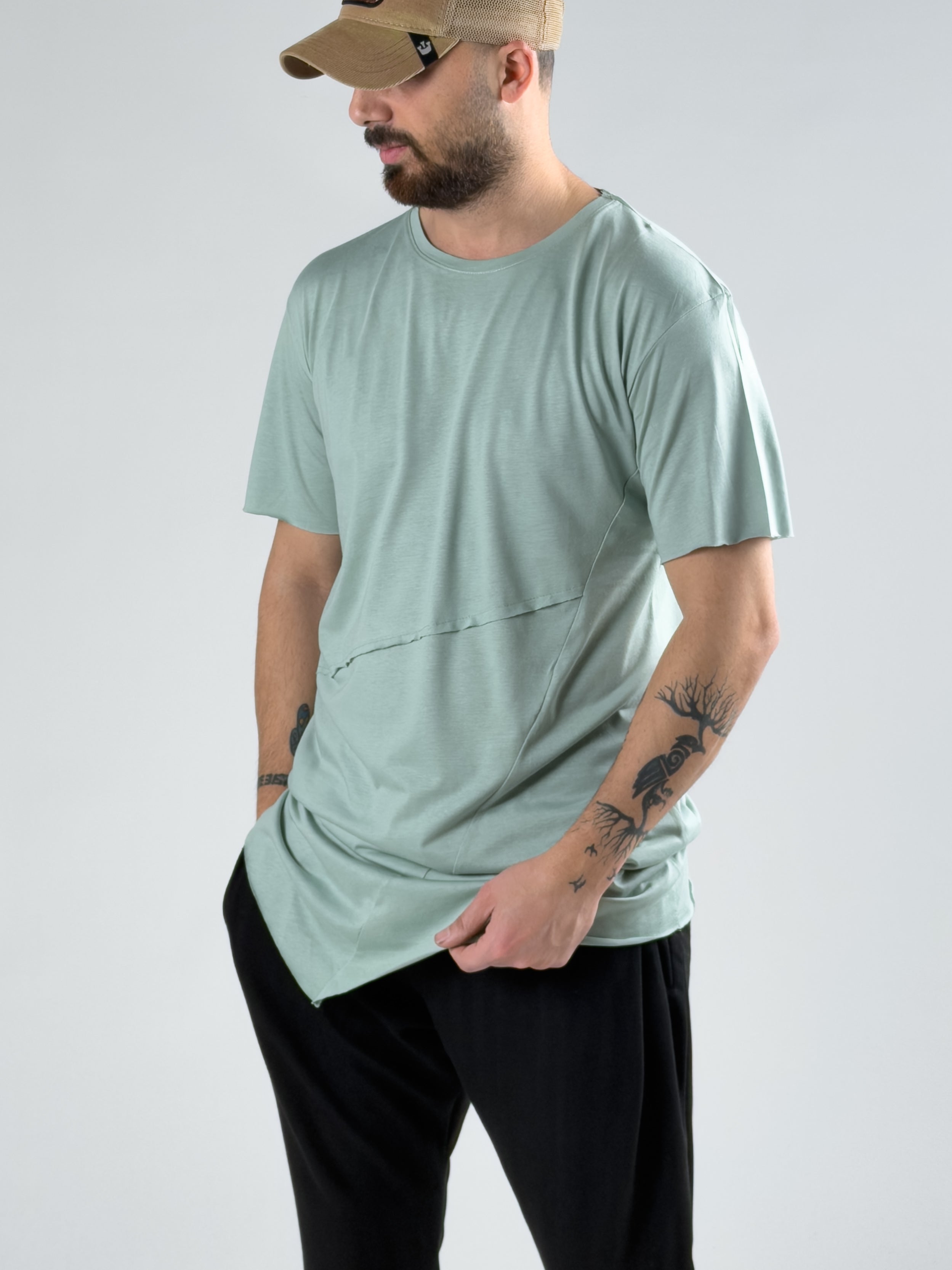 Asimetrik Su Yeşili Erkek T-Shirt COC3012