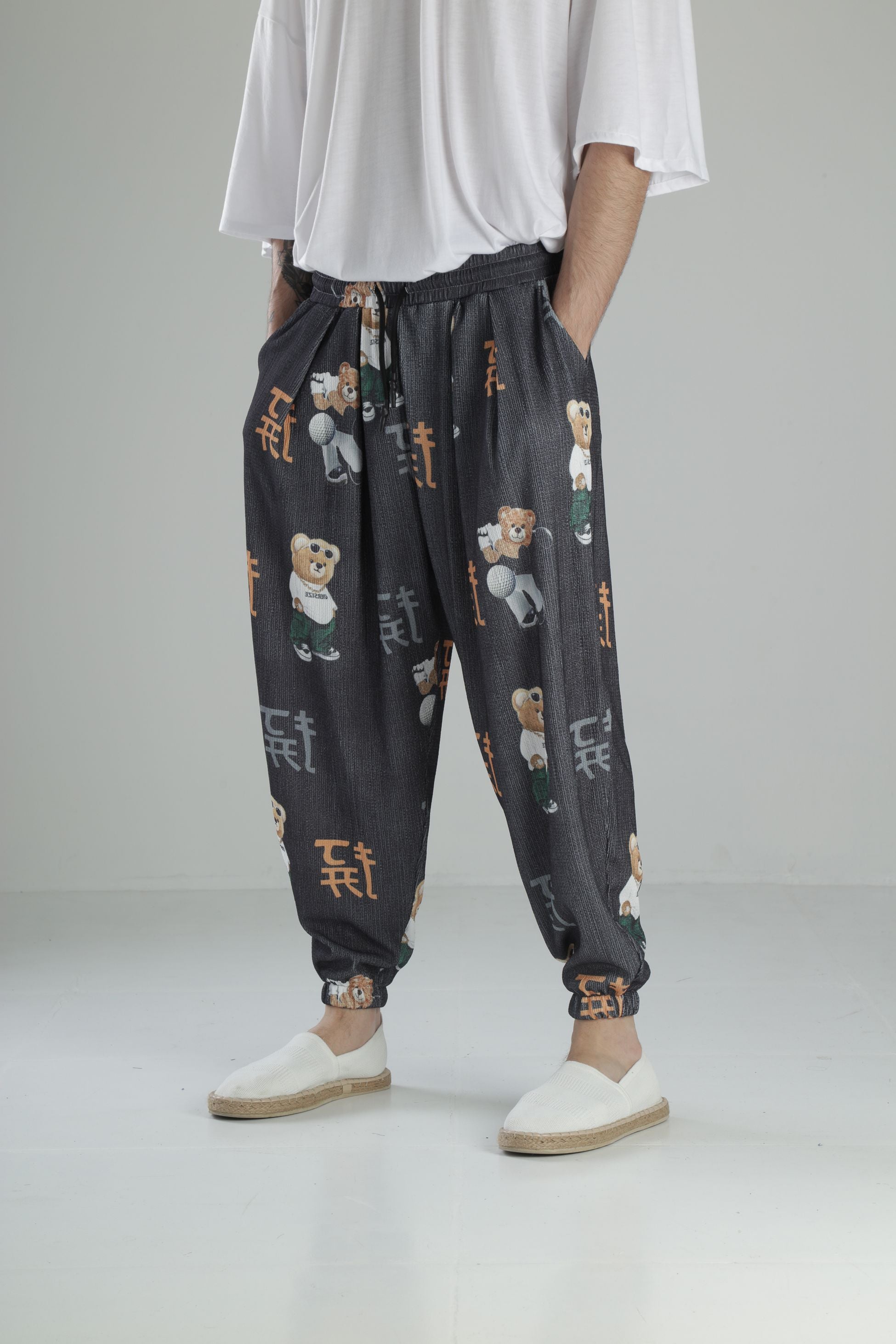 Ayıcık Desenli Bürümcük Kumaş Pileli Yarım Şalvar COC2415