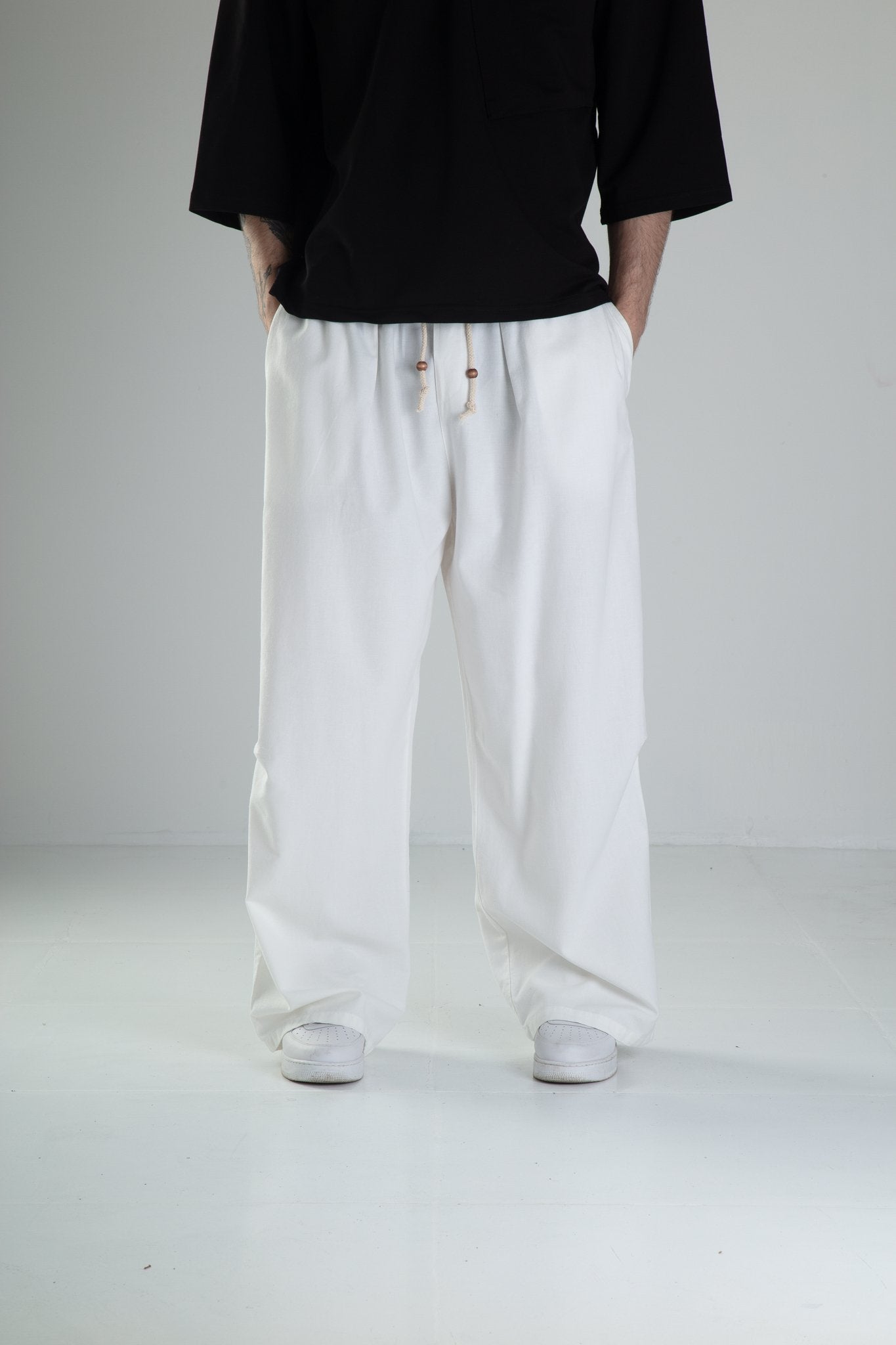 Baggy Beyaz Keten Pantolon COC1892