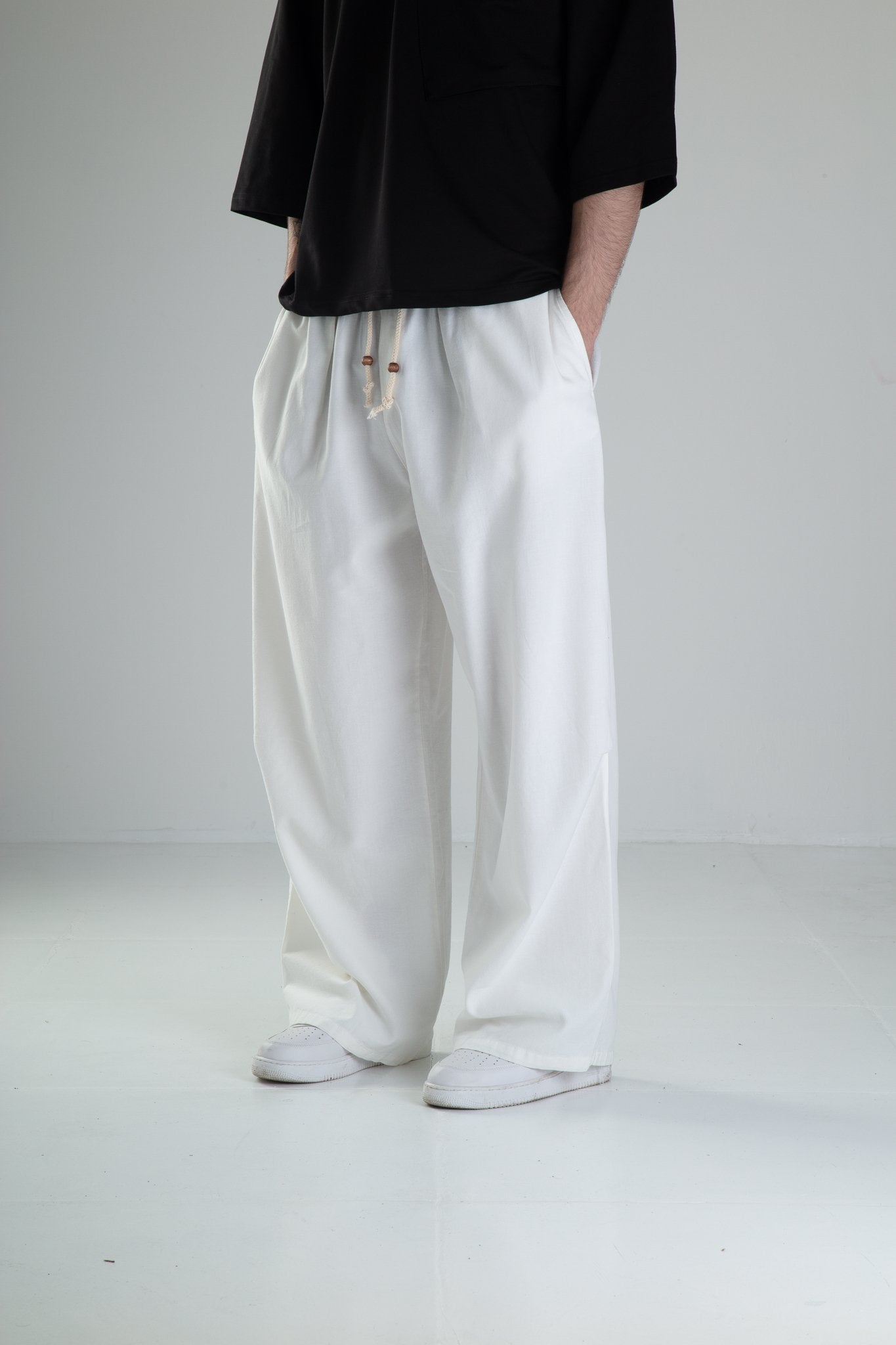 Baggy Beyaz Keten Pantolon COC1892