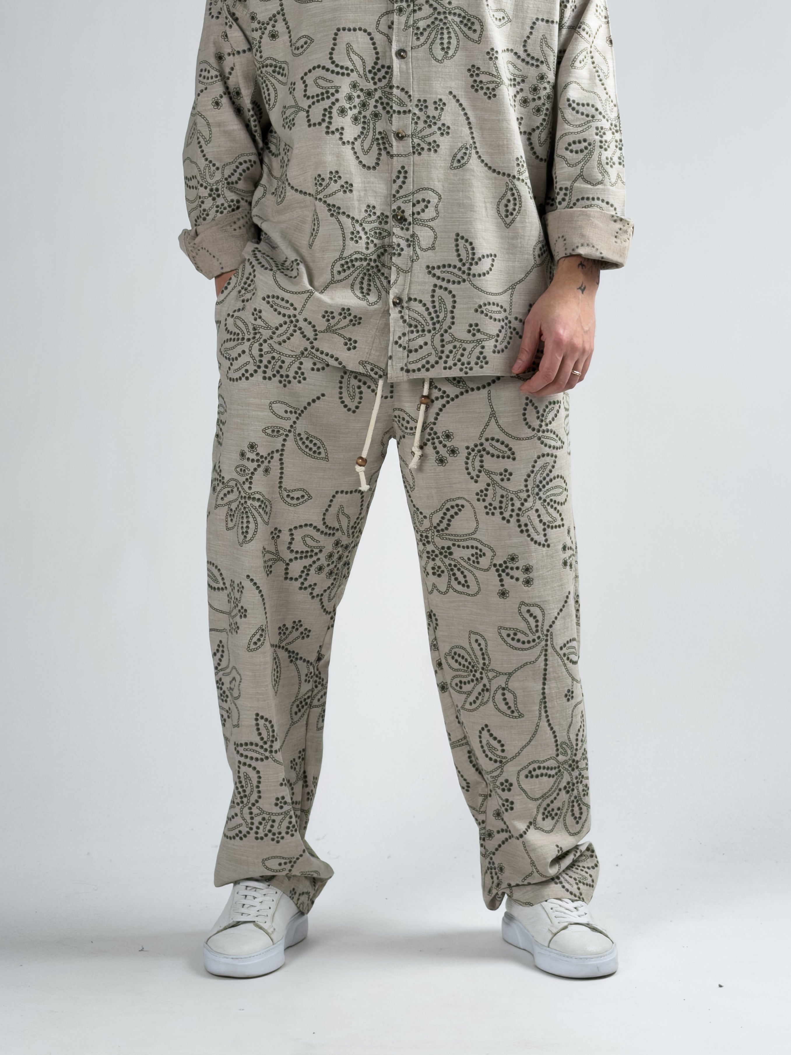 Baskılı Erkek Keten Pantolon COC2892