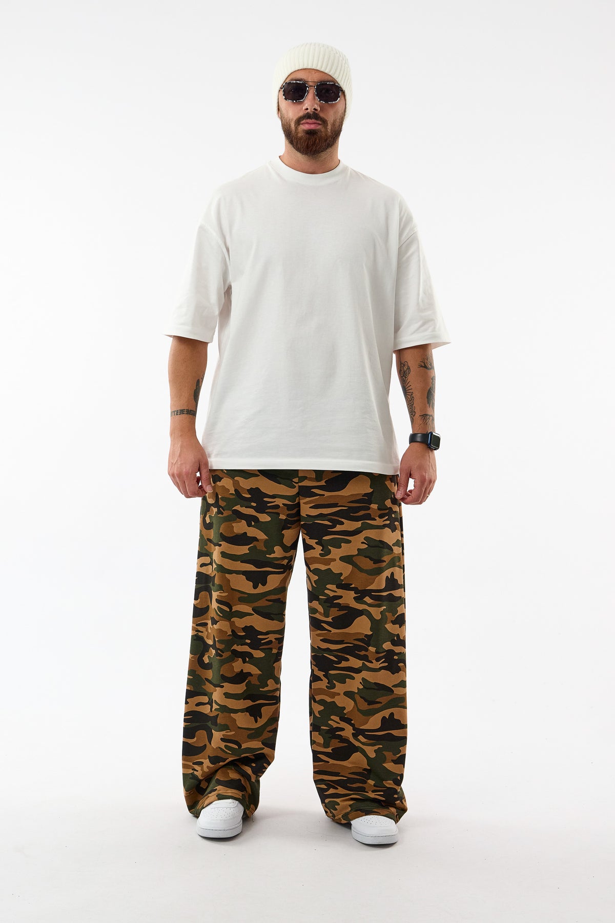 Baskılı Kamuflaj Kahve Baggy Erkek Pantolon COC3704