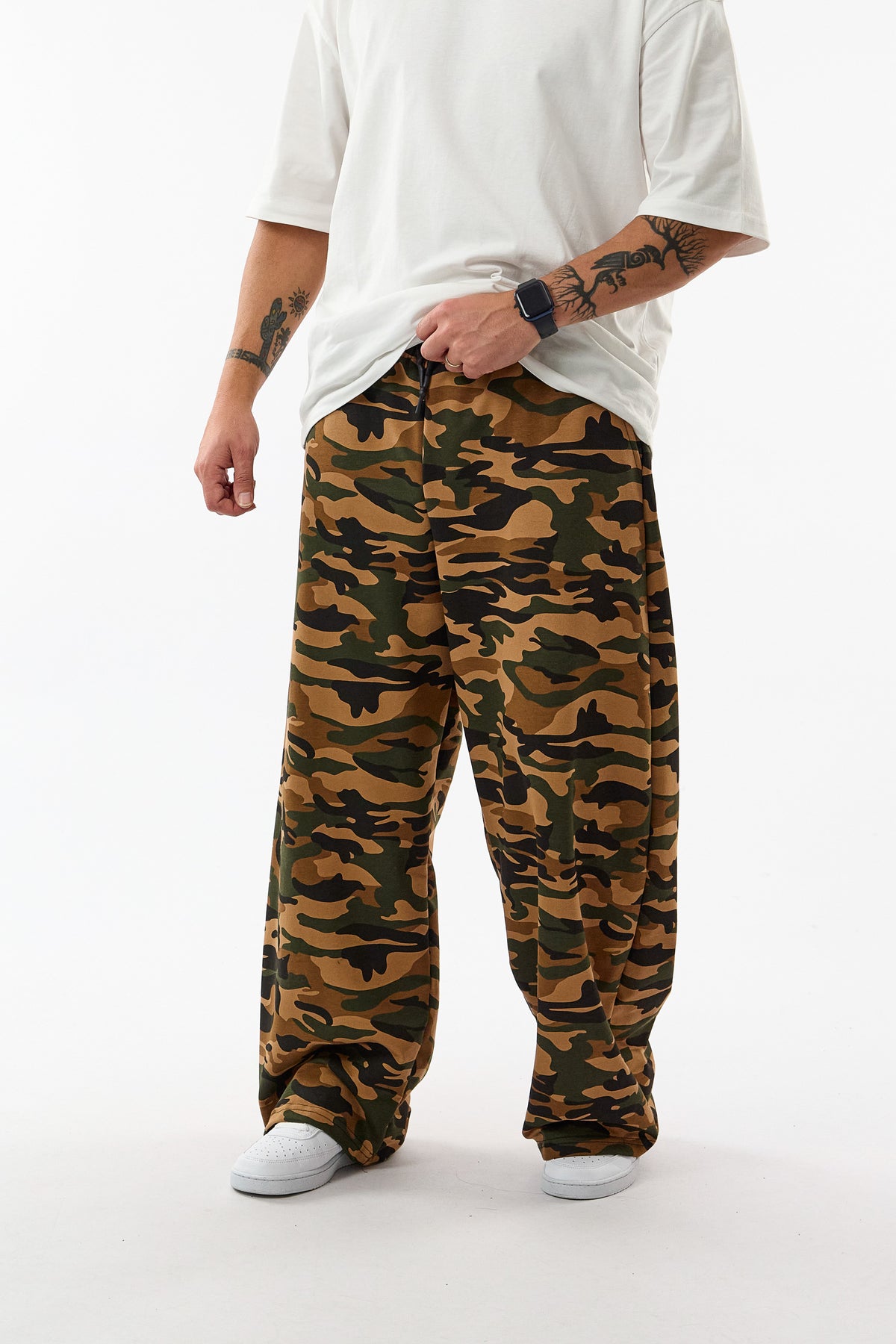 Baskılı Kamuflaj Kahve Baggy Erkek Pantolon COC3704