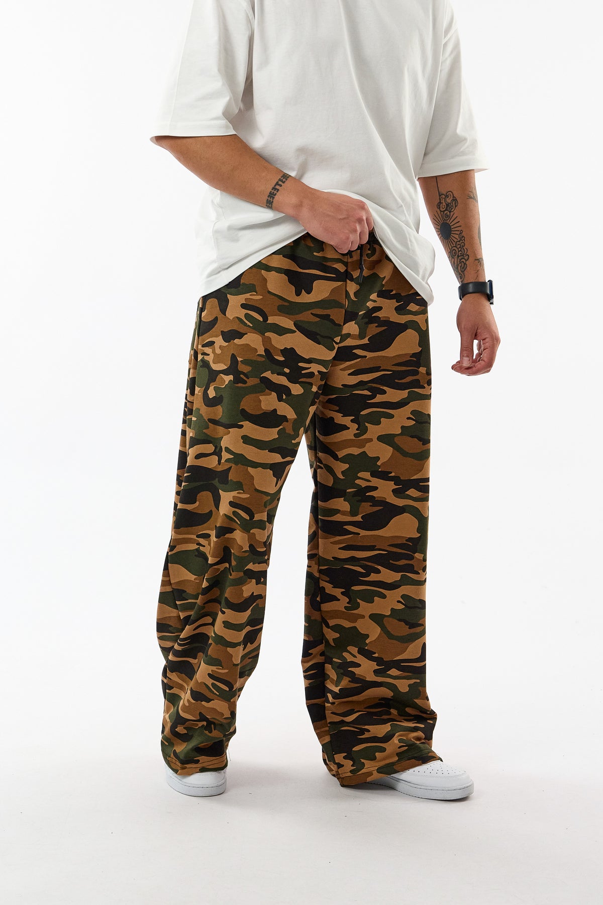 Baskılı Kamuflaj Kahve Baggy Erkek Pantolon COC3704