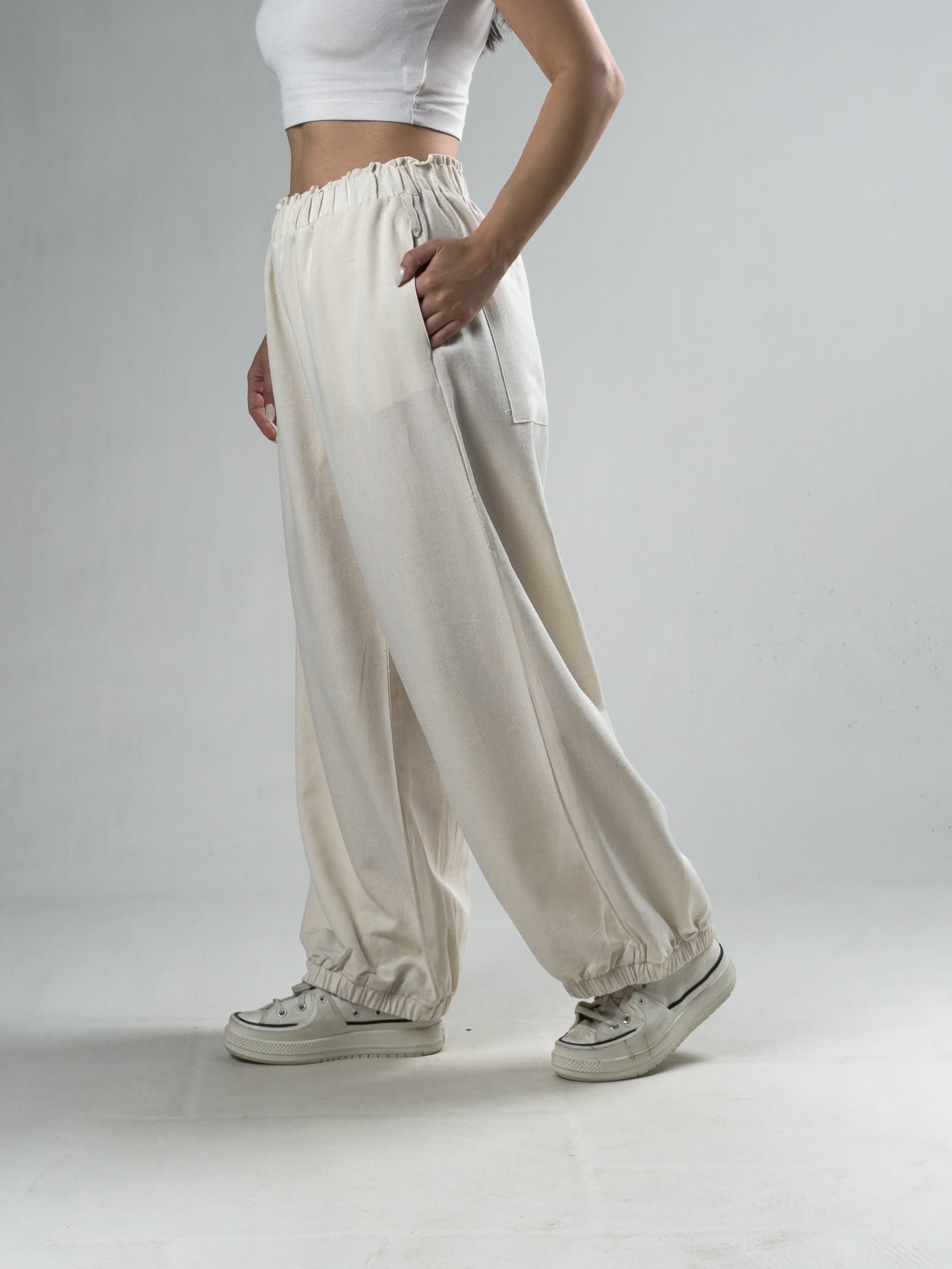 Bej Kadın Oversize Pantolon COC3174
