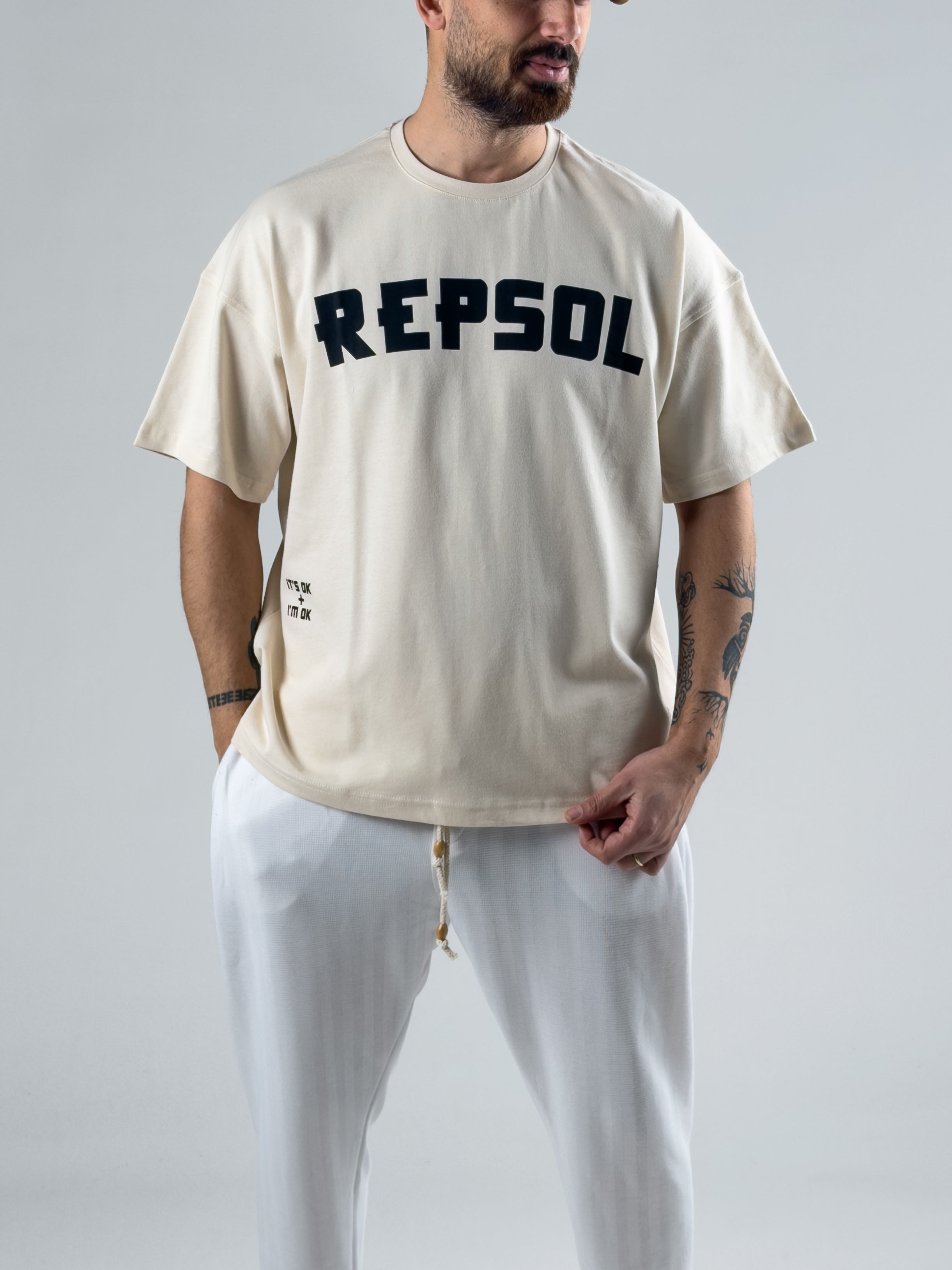 Bej Repsol Erkek T-Shirt COC3008
