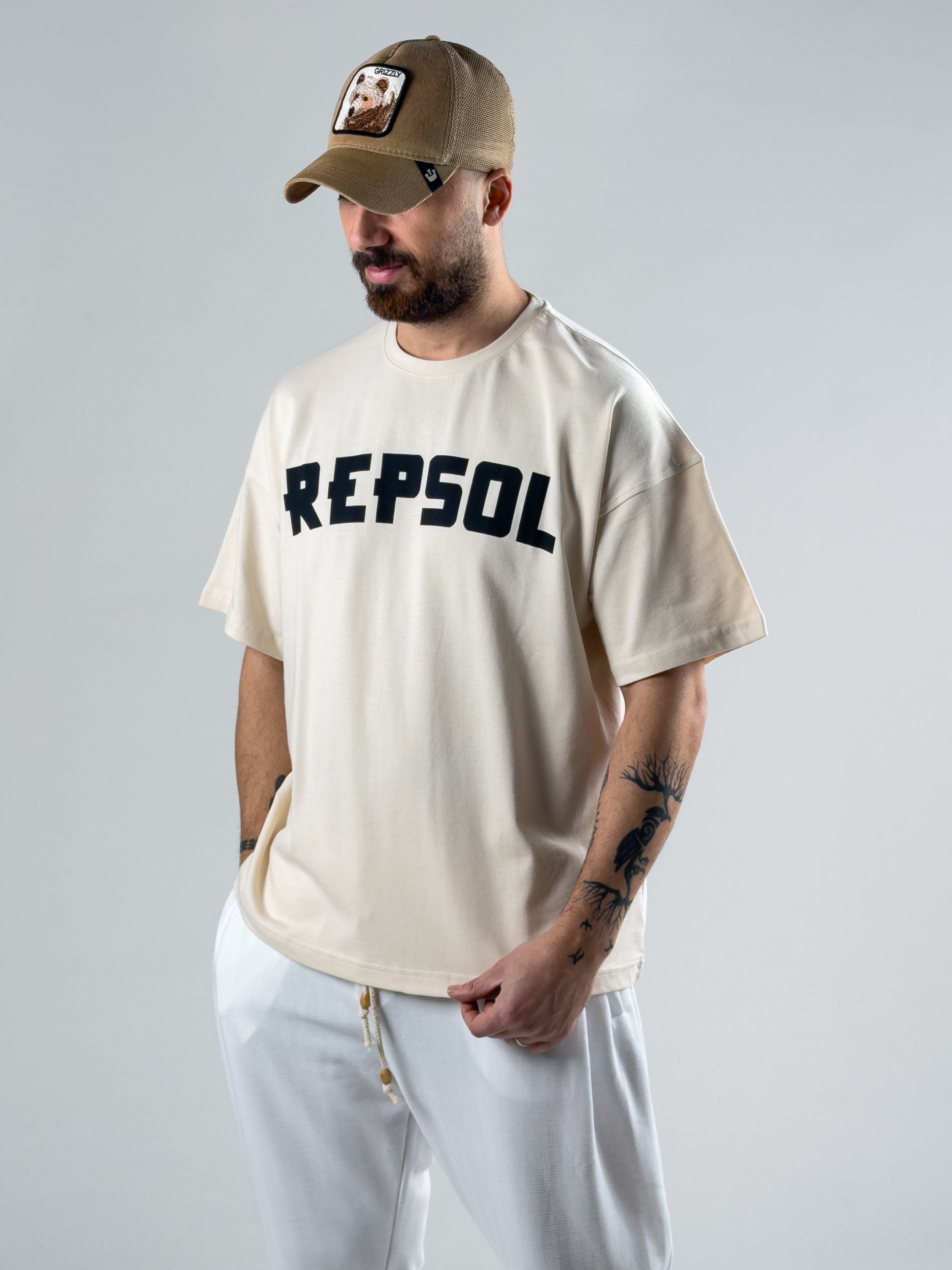Bej Repsol Erkek T-Shirt COC3008