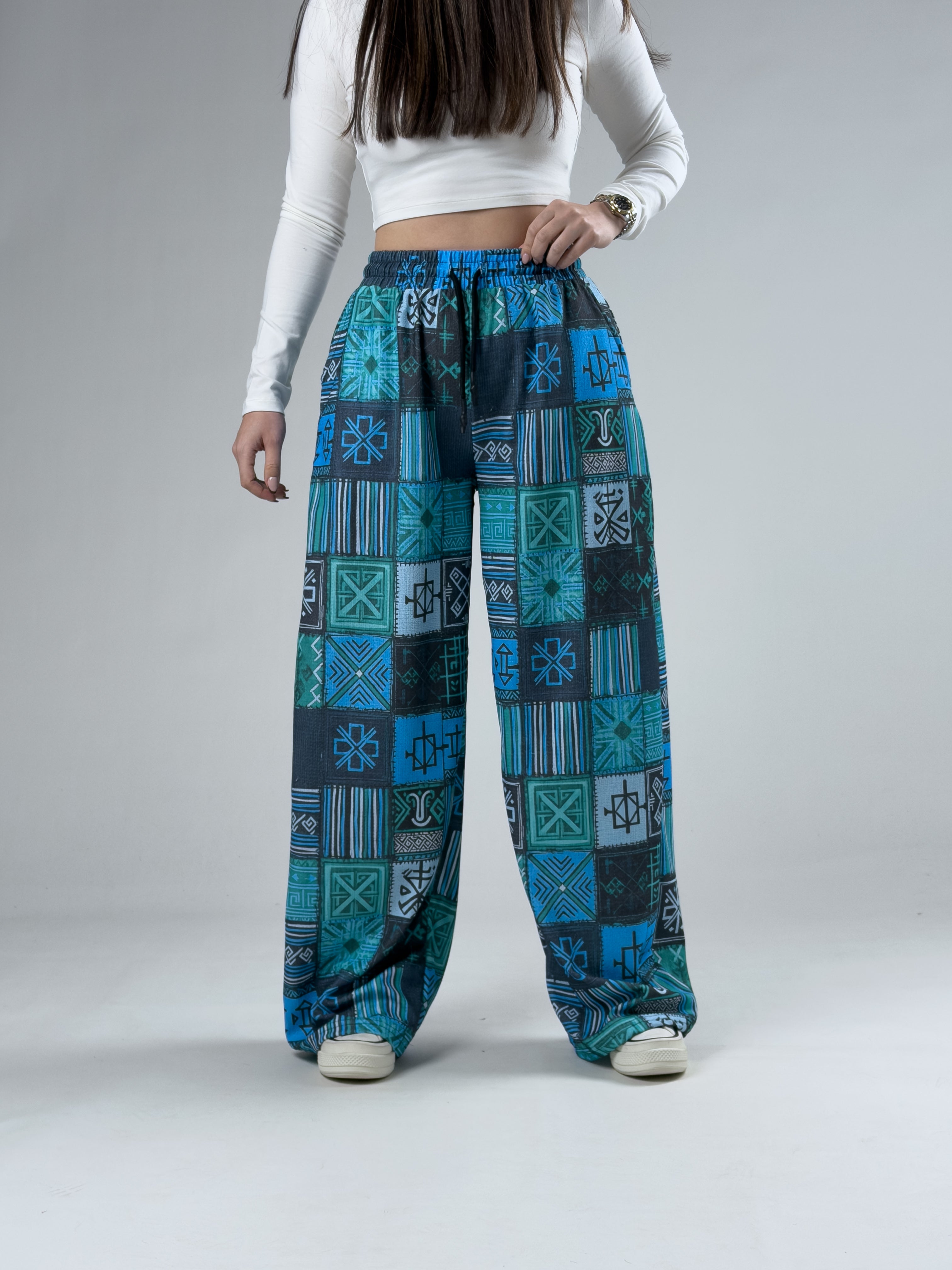 Blue Kadın Patchwork Oversize Pantolon COC2939