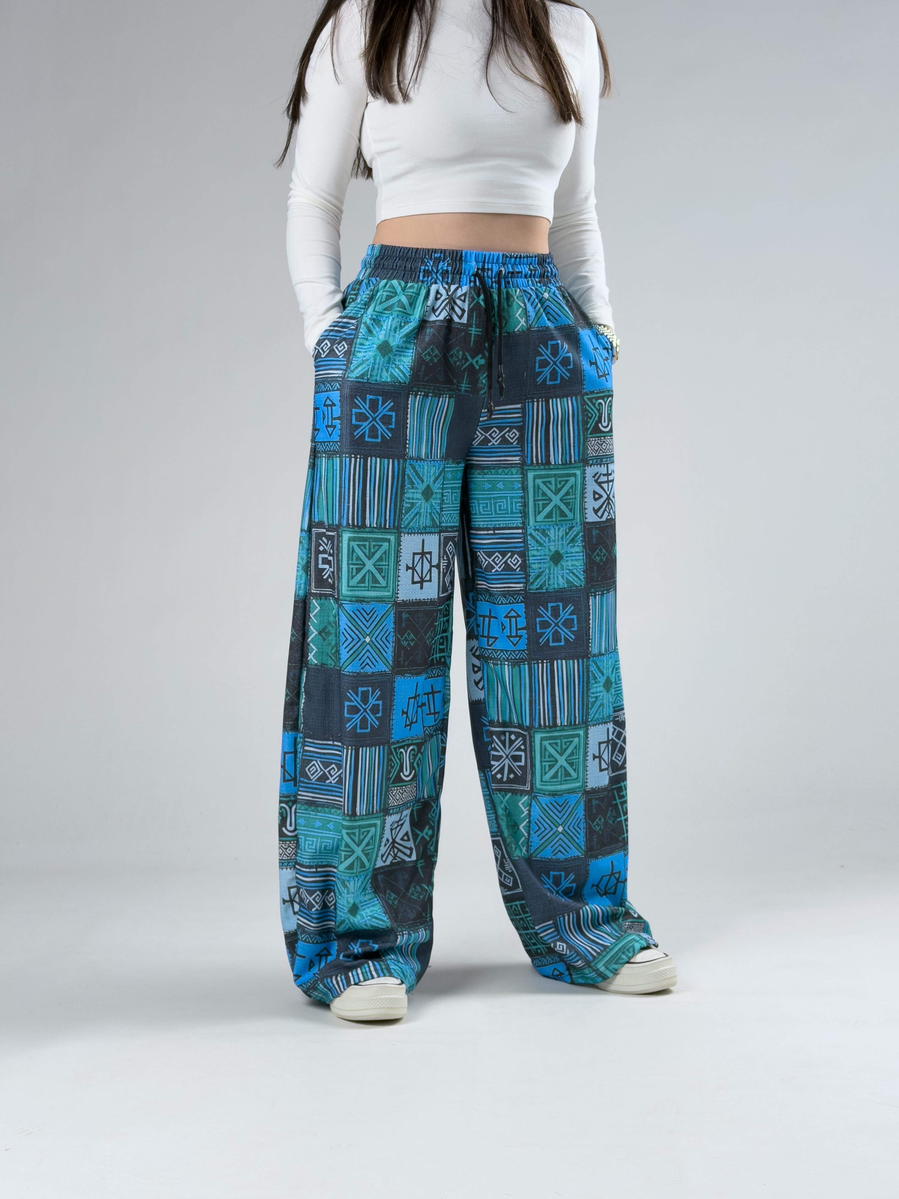 Blue Kadın Patchwork Oversize Pantolon COC2939