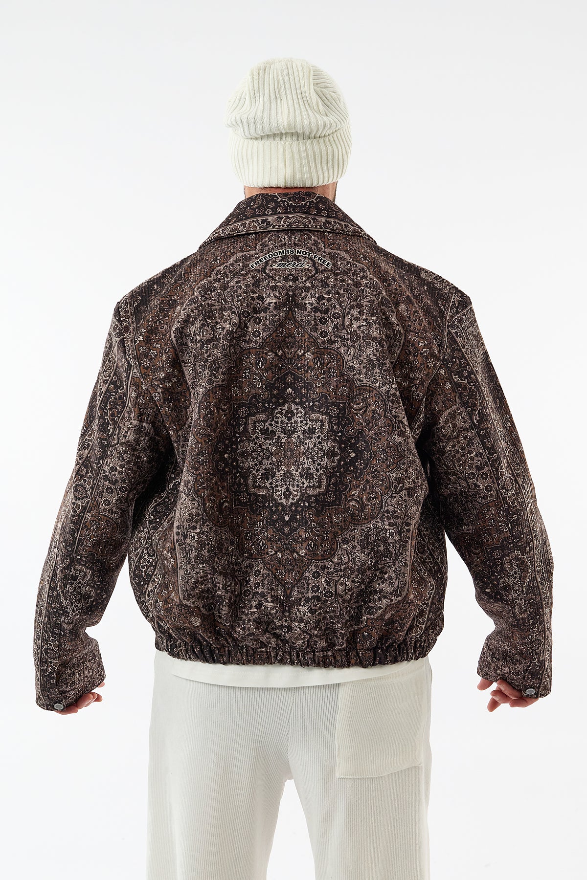 Bohem Desenli Oversize Gömlek Yaka Kadife Erkek Ceket COC3641