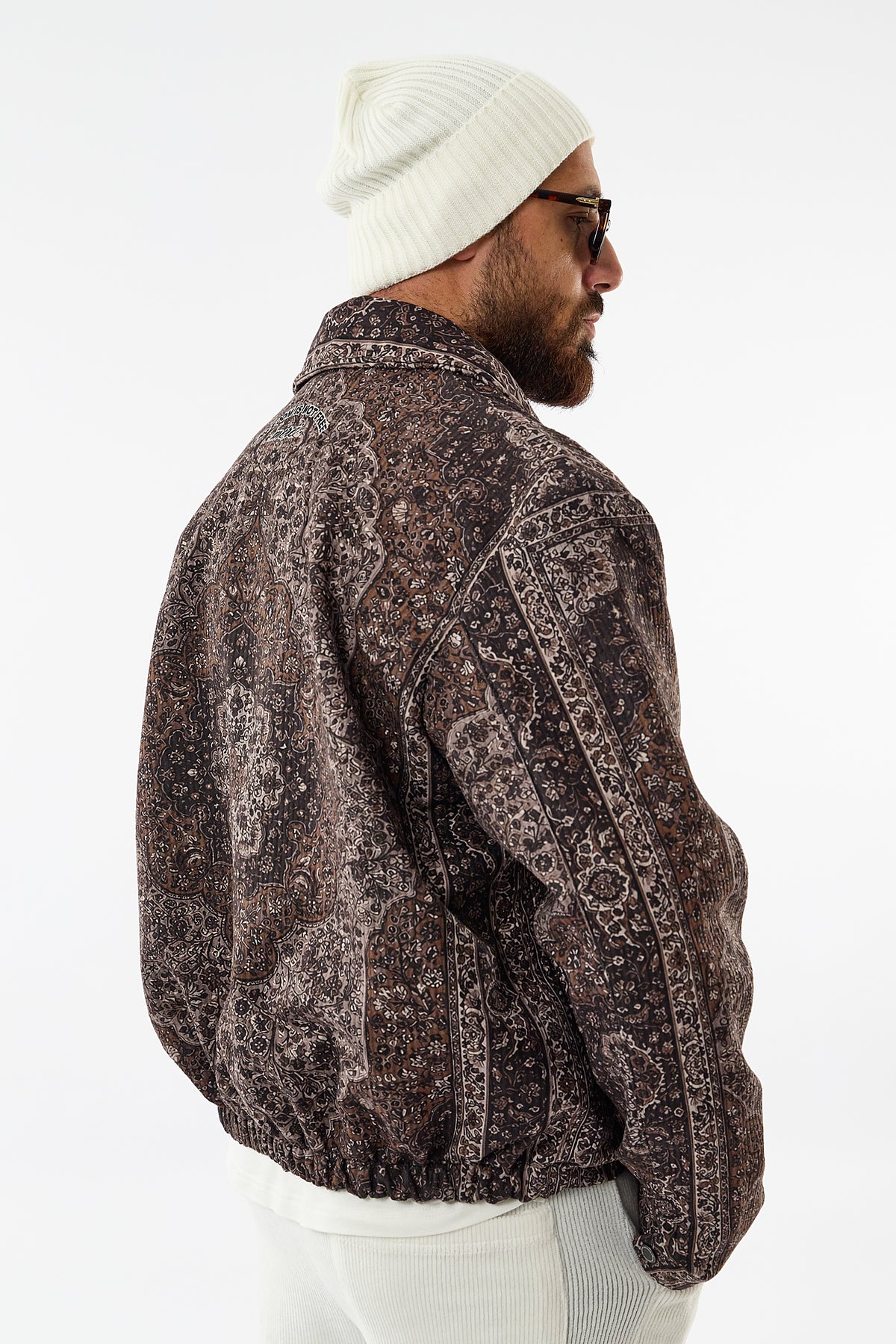 Bohem Desenli Oversize Gömlek Yaka Kadife Erkek Ceket COC3641