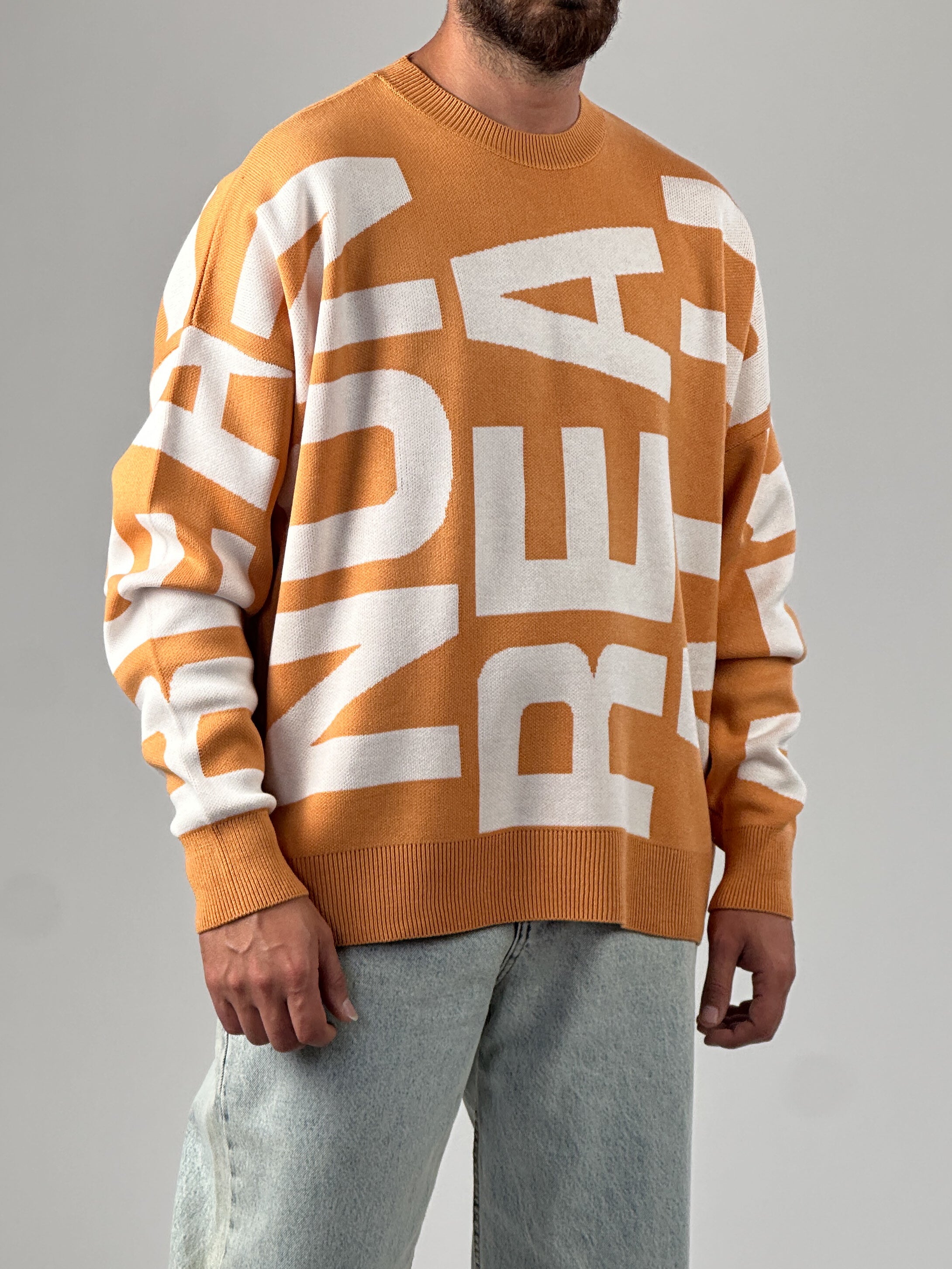 Bold Print Oversize Turuncu Erkek Sweat COC1020