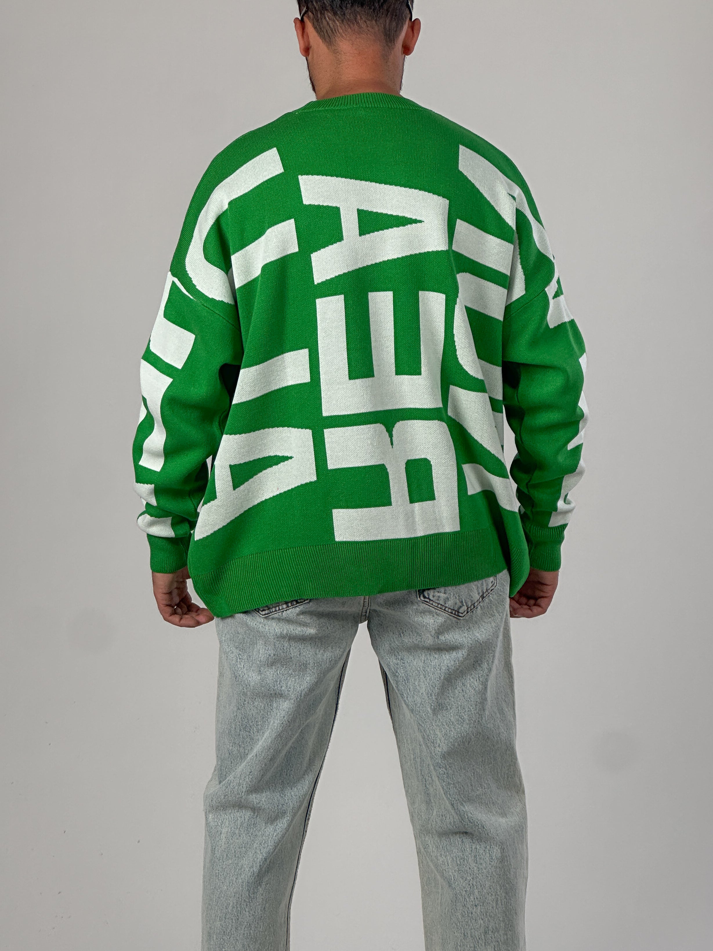 Bold Print Oversize Yeşil Erkek Sweat COC1021