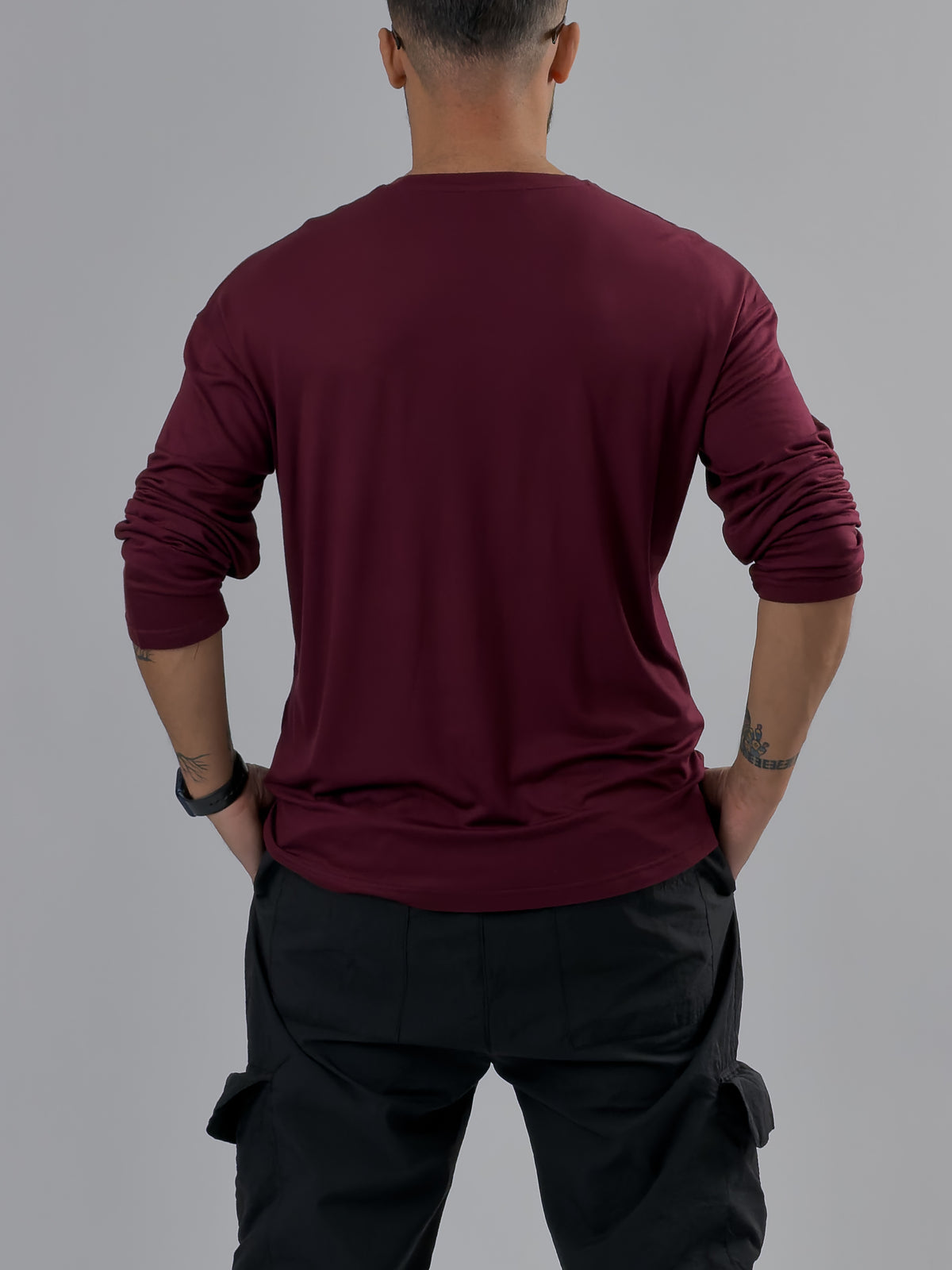 Bordo Bisiklet Yaka Basic Erkek Sweatshirt COC3544