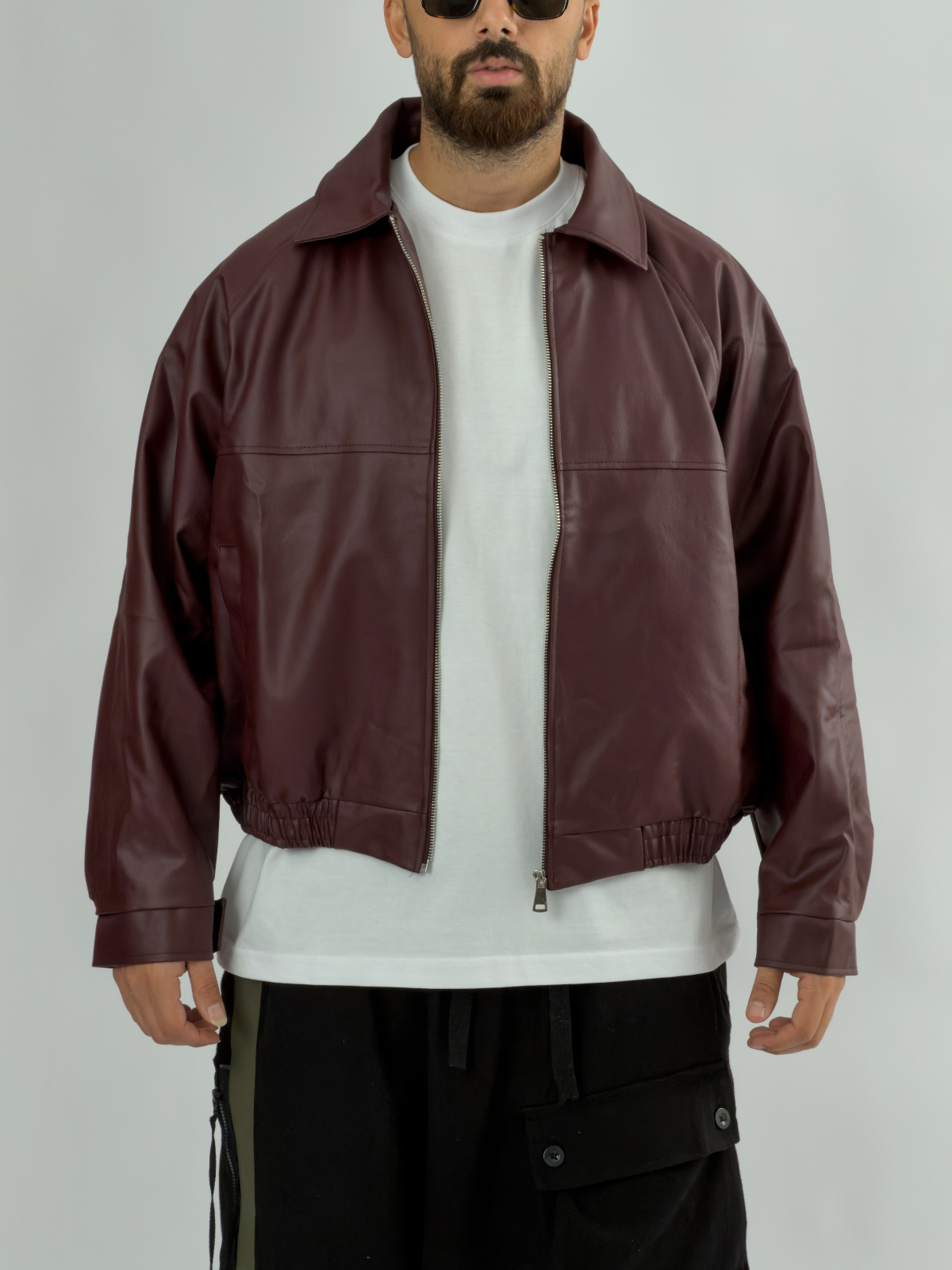 Bordo Bomber Erkek Deri Ceket COC3471