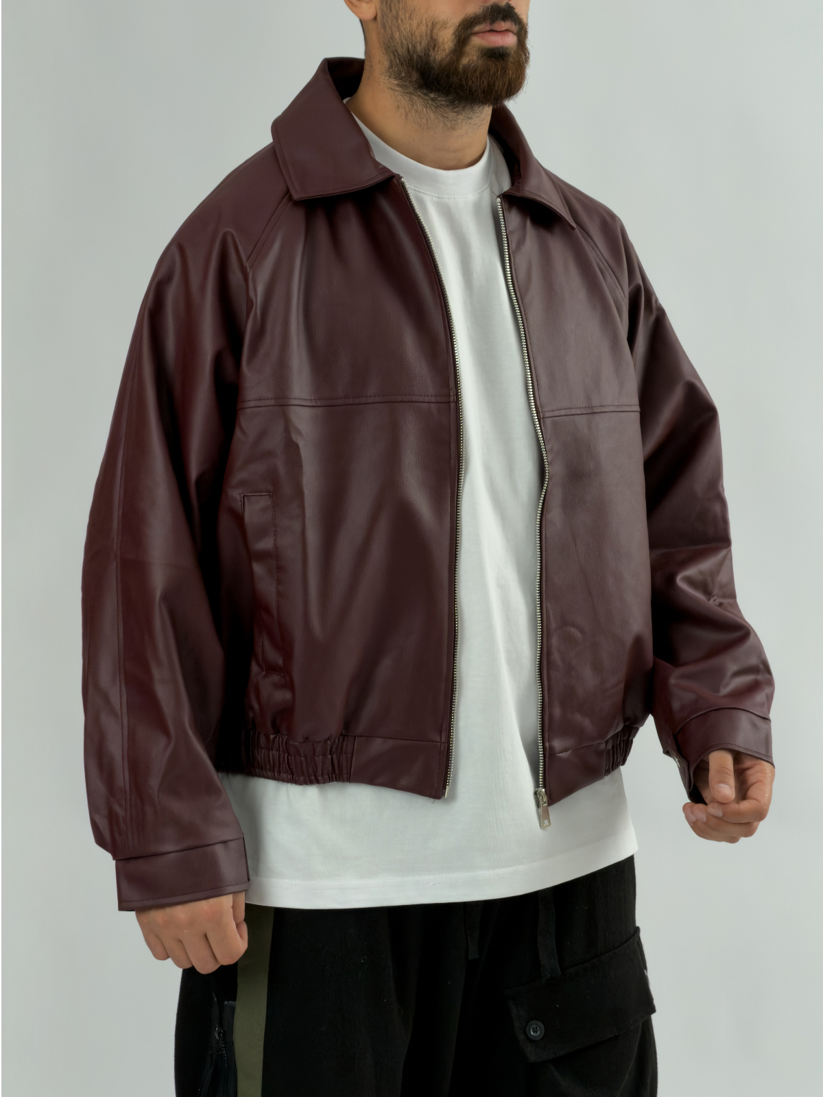 Bordo Bomber Erkek Deri Ceket COC3471