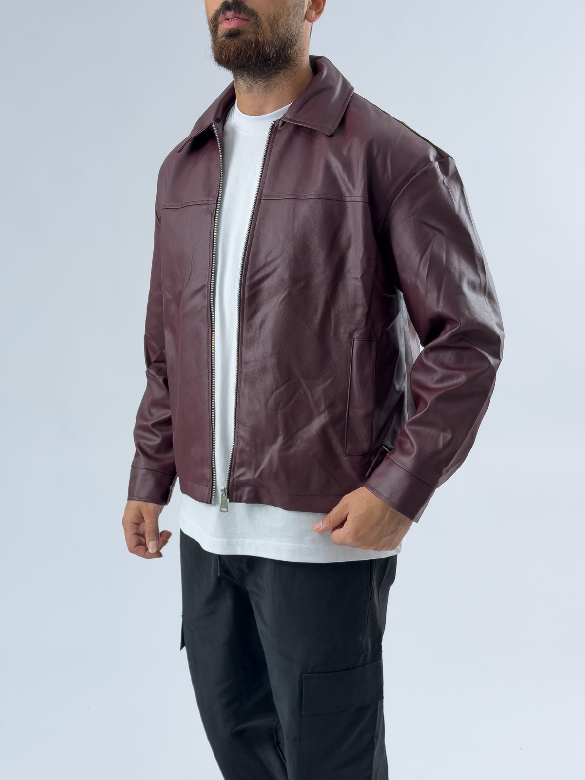 Bordo Deri Erkek Ceket COC3491