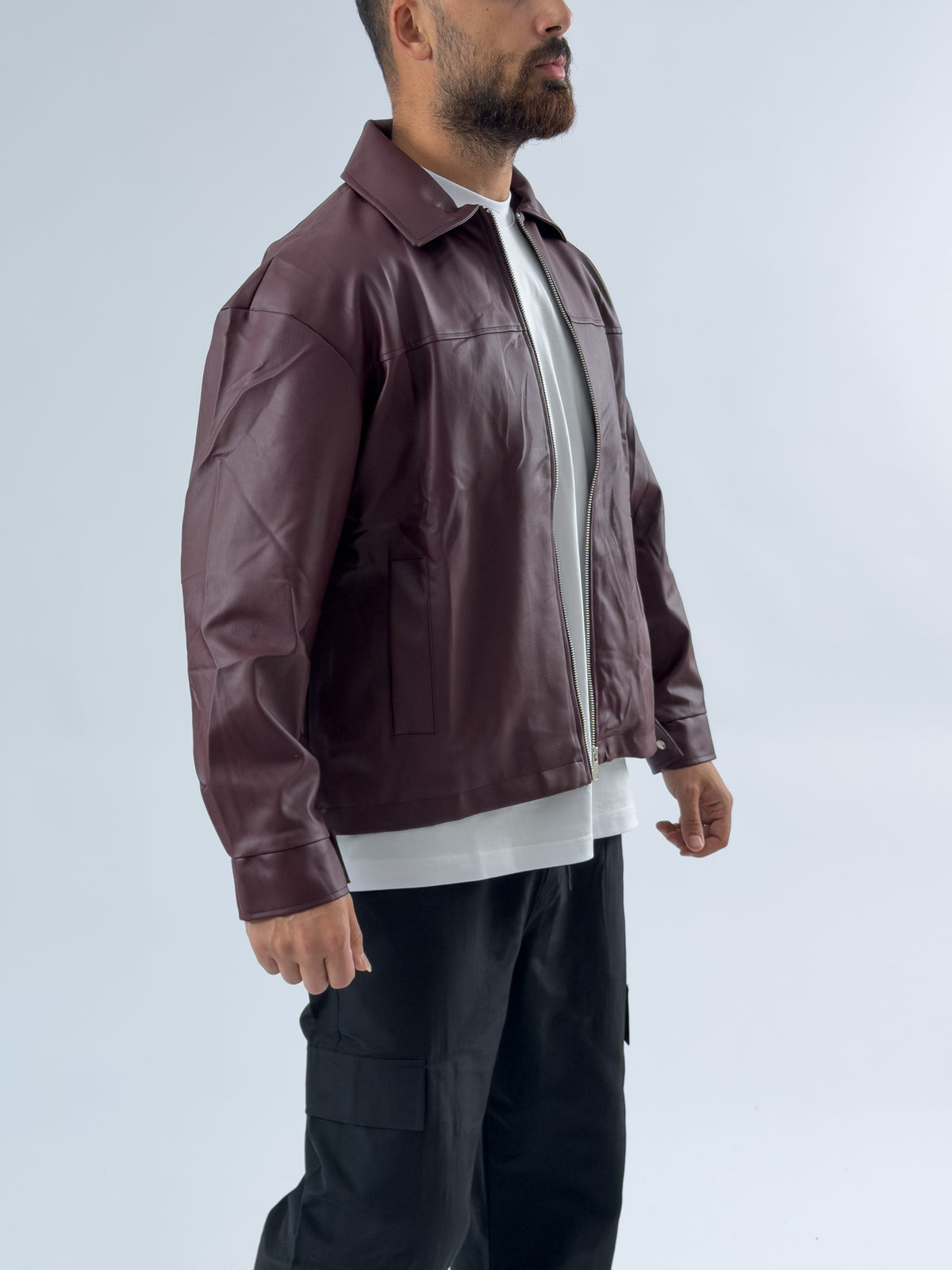 Bordo Deri Erkek Ceket COC3491