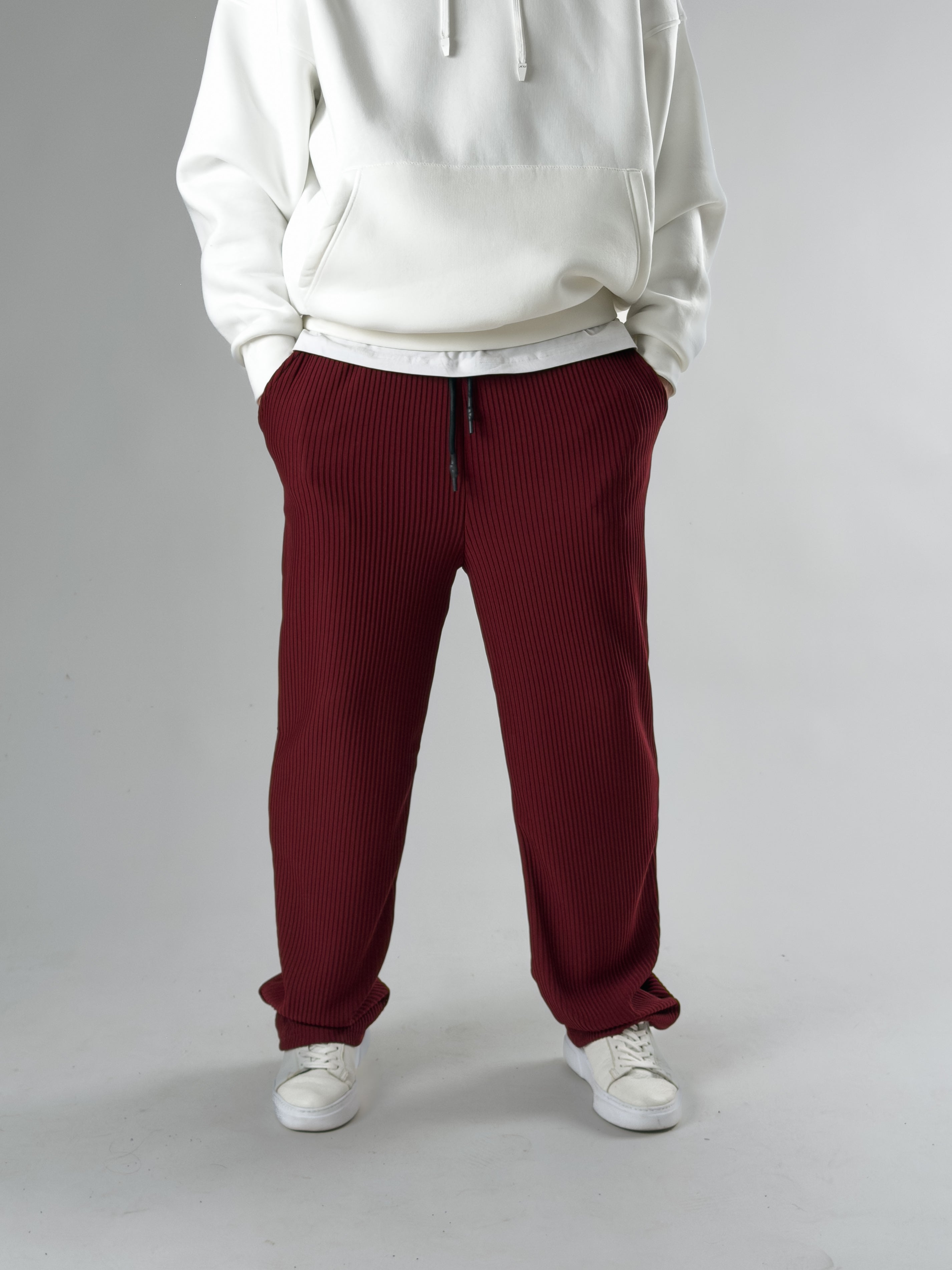 Bordo Fitilli Erkek Baggy Pantolon COC2660