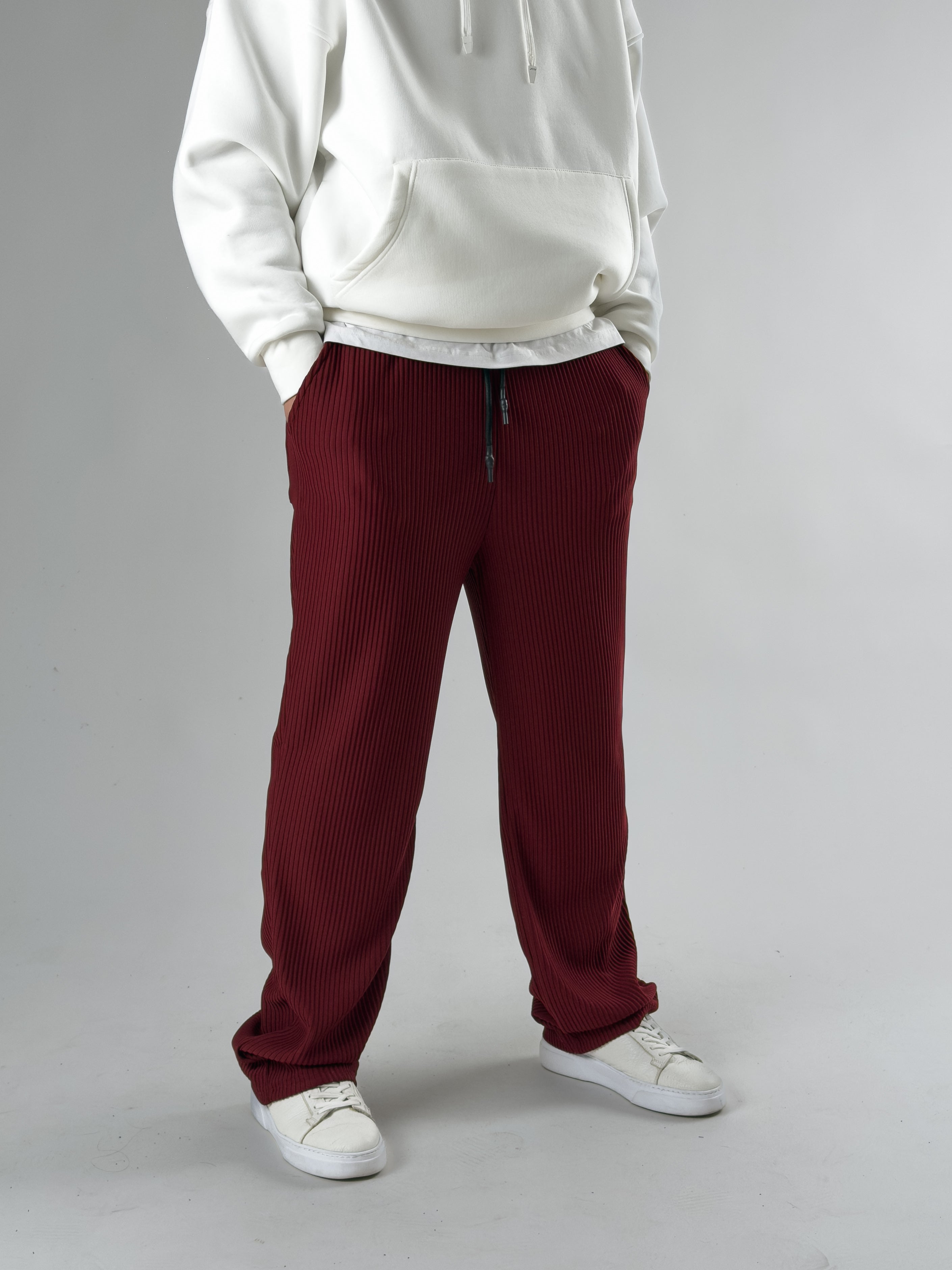 Bordo Fitilli Erkek Baggy Pantolon COC2660