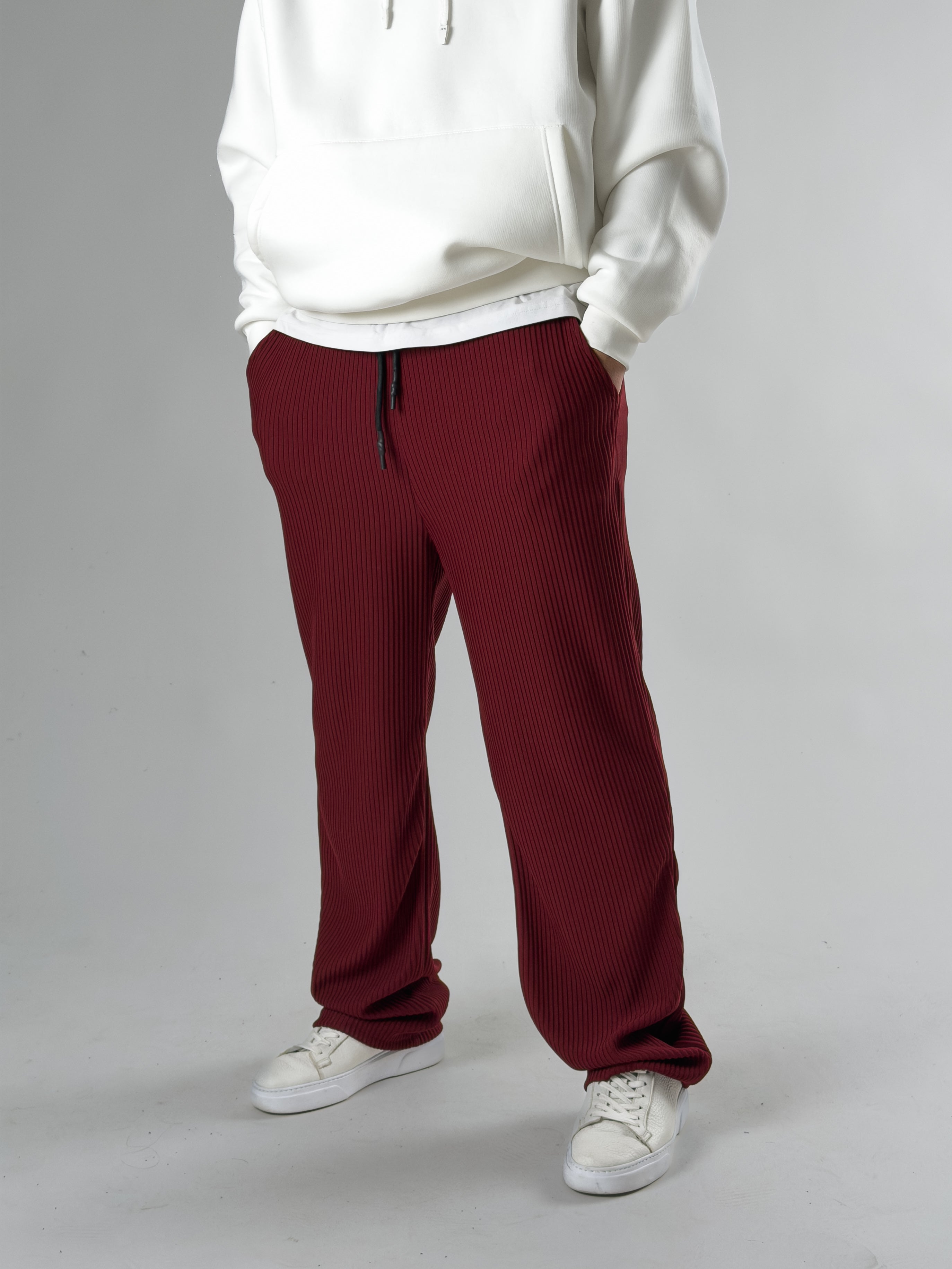 Bordo Fitilli Erkek Baggy Pantolon COC2660