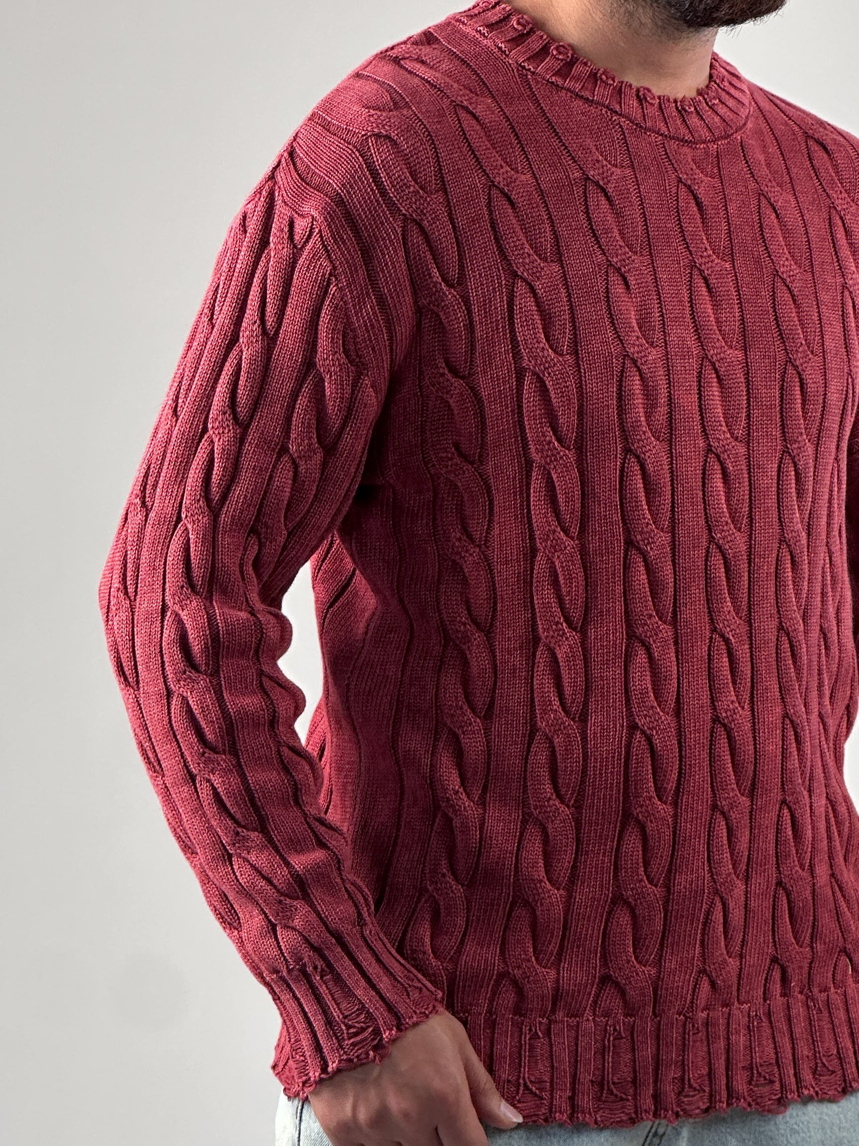 Bordo Triko Erkek Sweatshirt COC1025