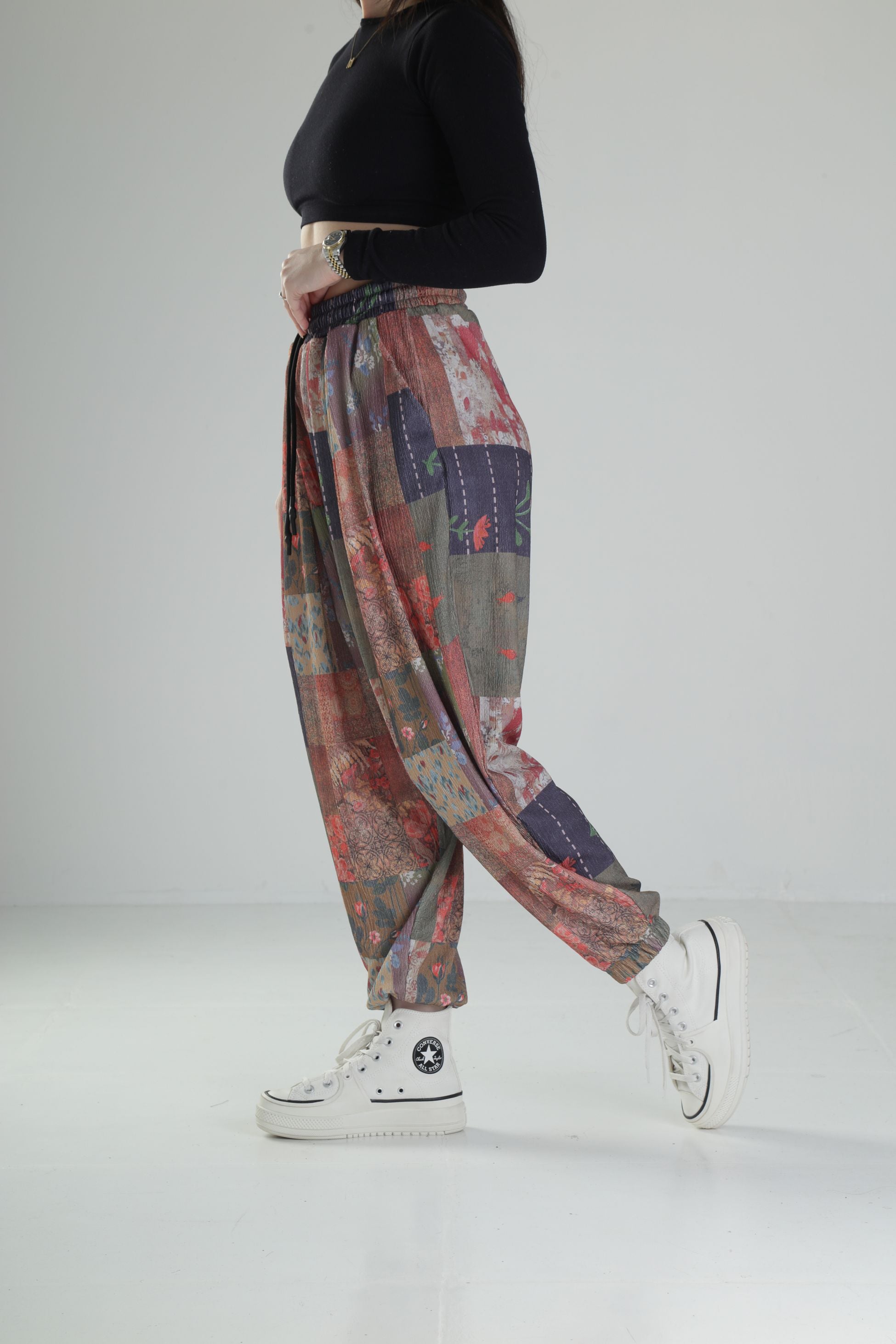 Bürümcük Kumaş Yama Desenli Jogger Pantolon COC2480
