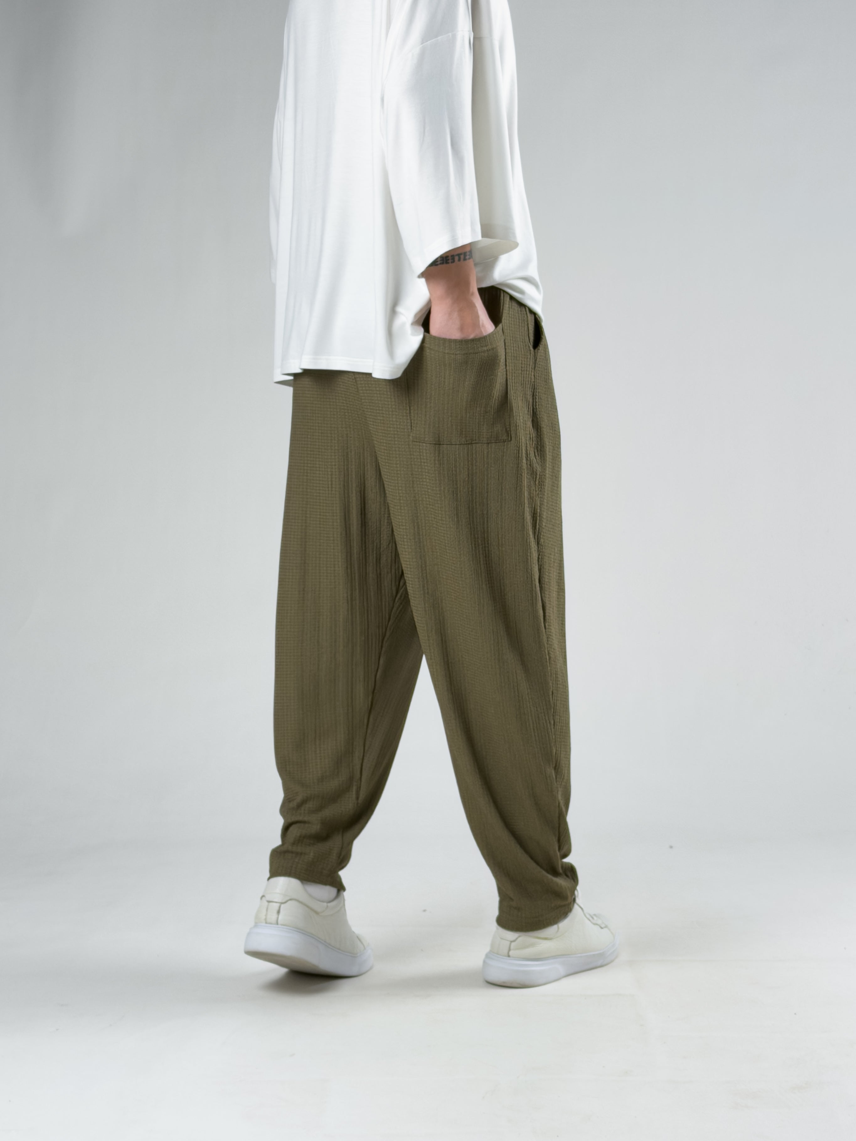 Bürümcük Haki Erkek Pileli Jogger Pantolon COC3192
