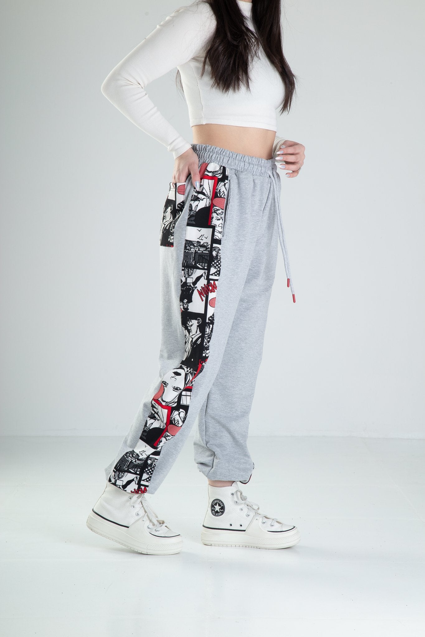 Çizgi Roman Desenli Gri Jogger COC1373
