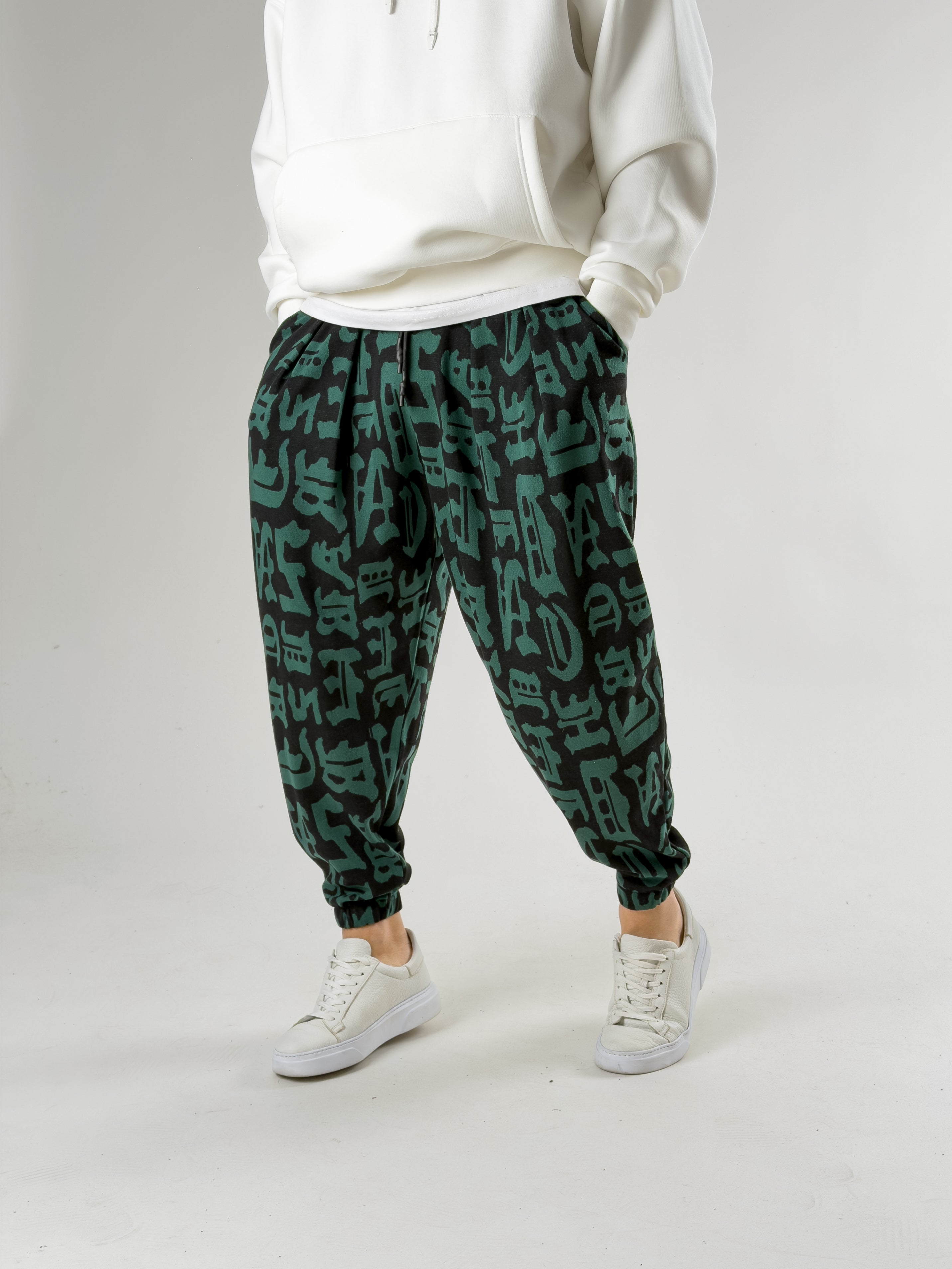 Chinese Desenli Pileli Erkek Jogger Pantolon COC2661