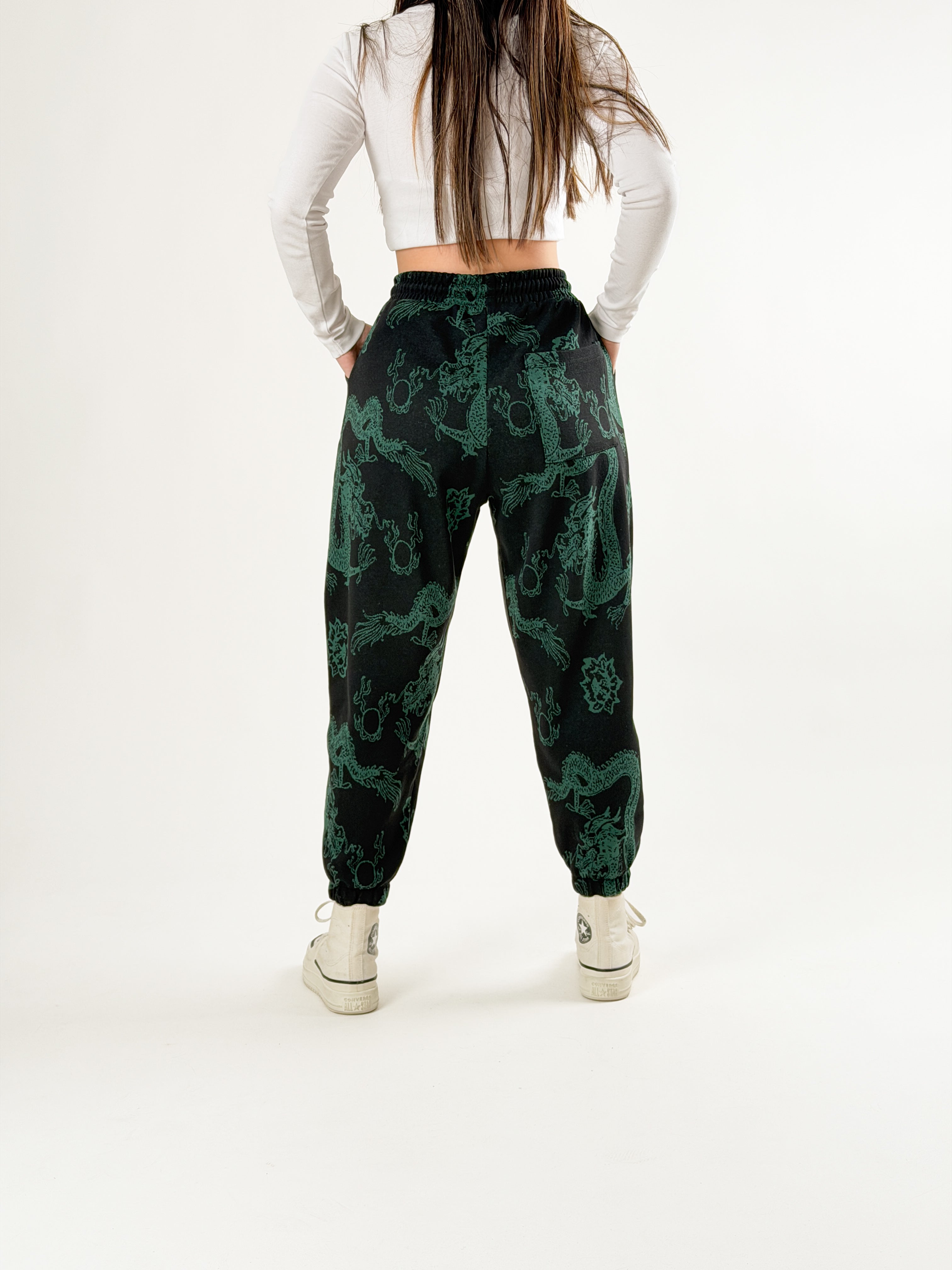 Chinese Desenli Pileli Kadın Jogger Pantolon COC2679
