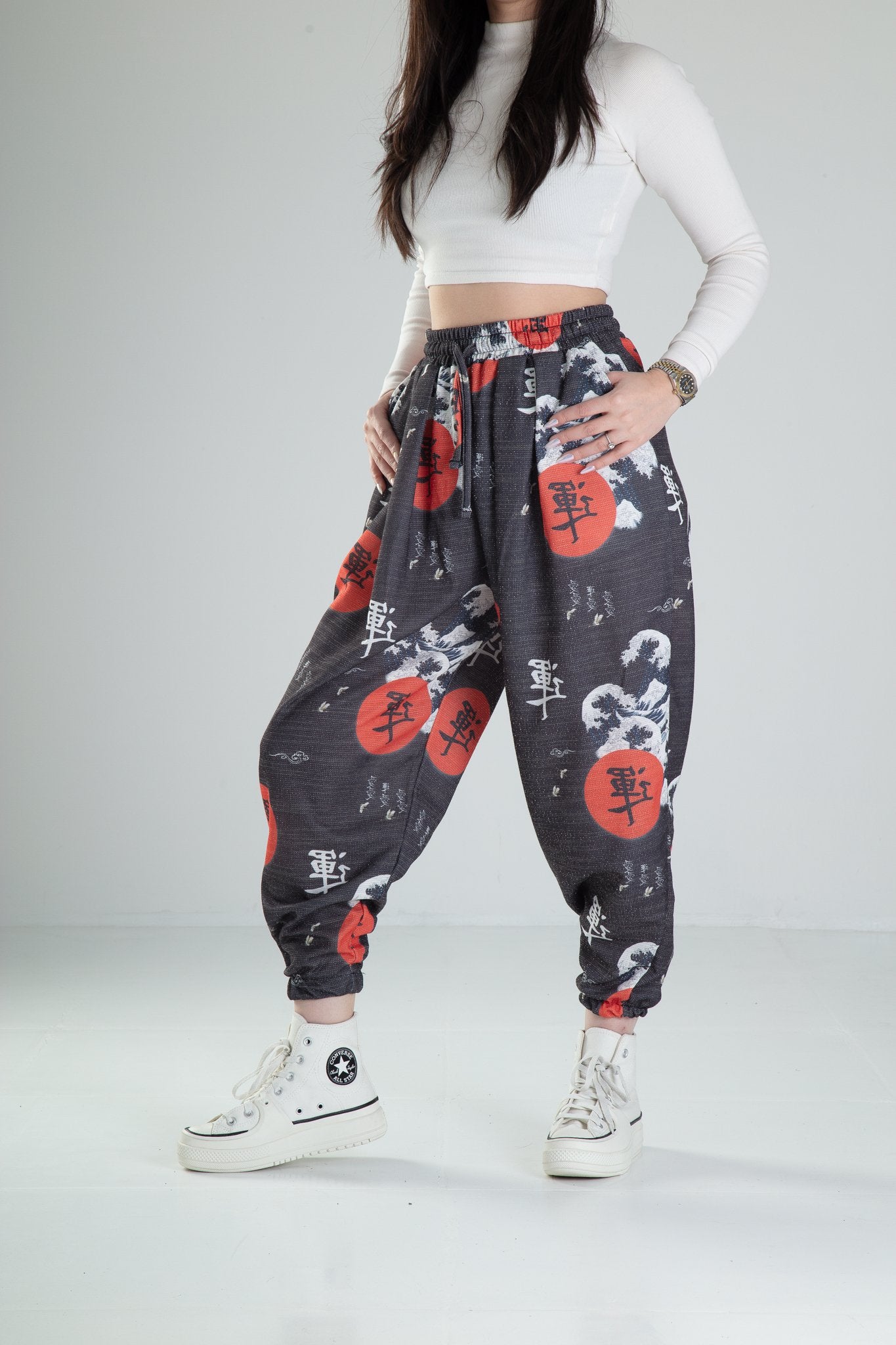 Chinese Desenli Pileli Yarım Şalvar COC2318