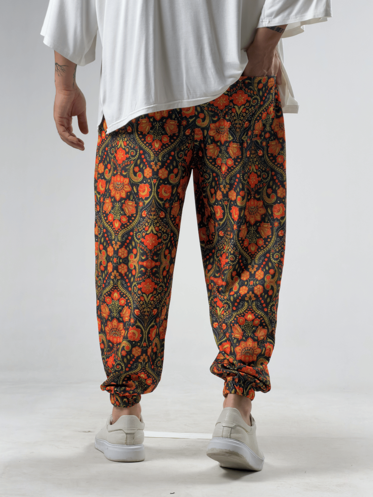 Çiçek Desenli Bürümcük Erkek Jogger Pantolon COC3294