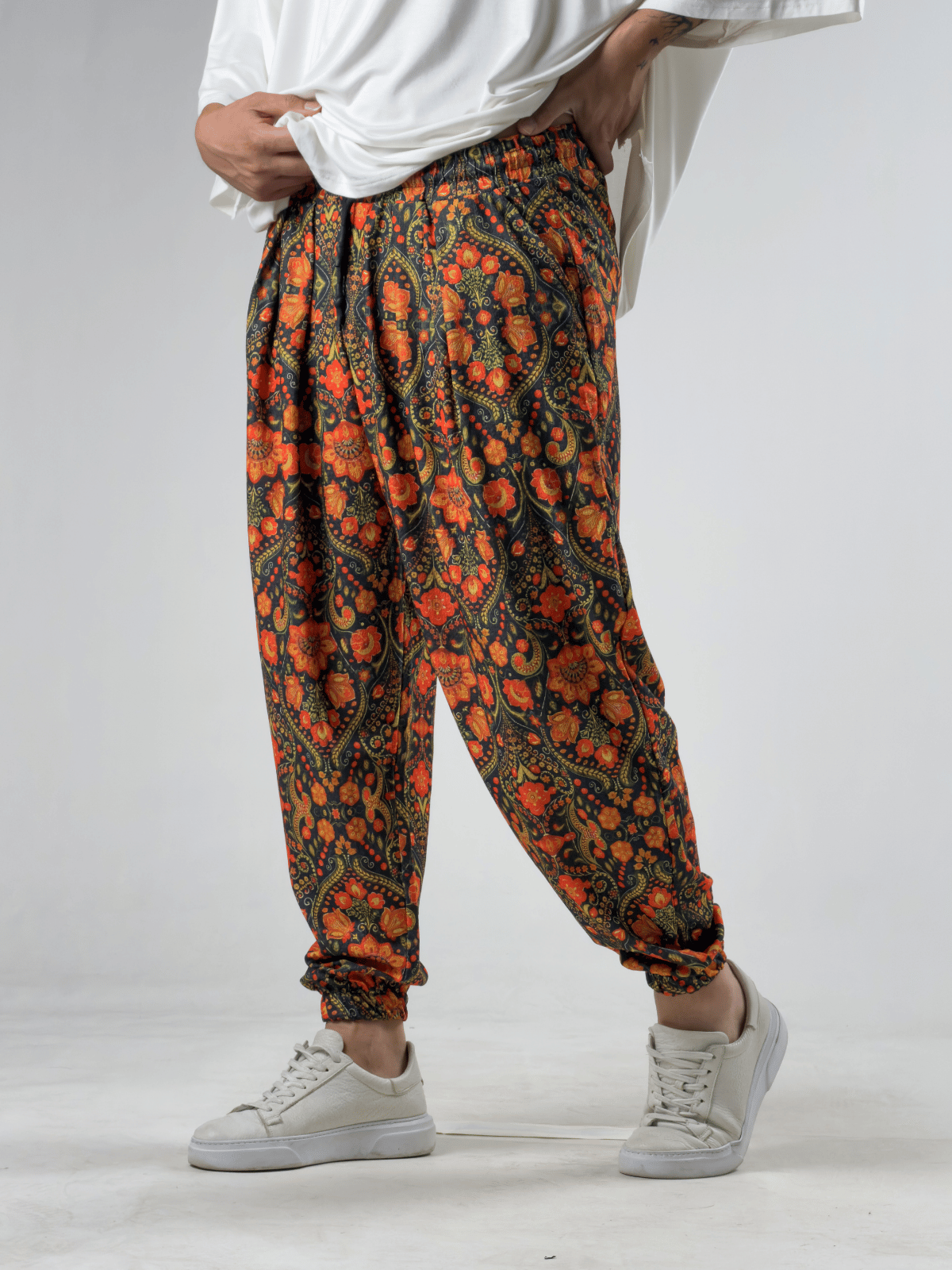 Çiçek Desenli Bürümcük Erkek Jogger Pantolon COC3294
