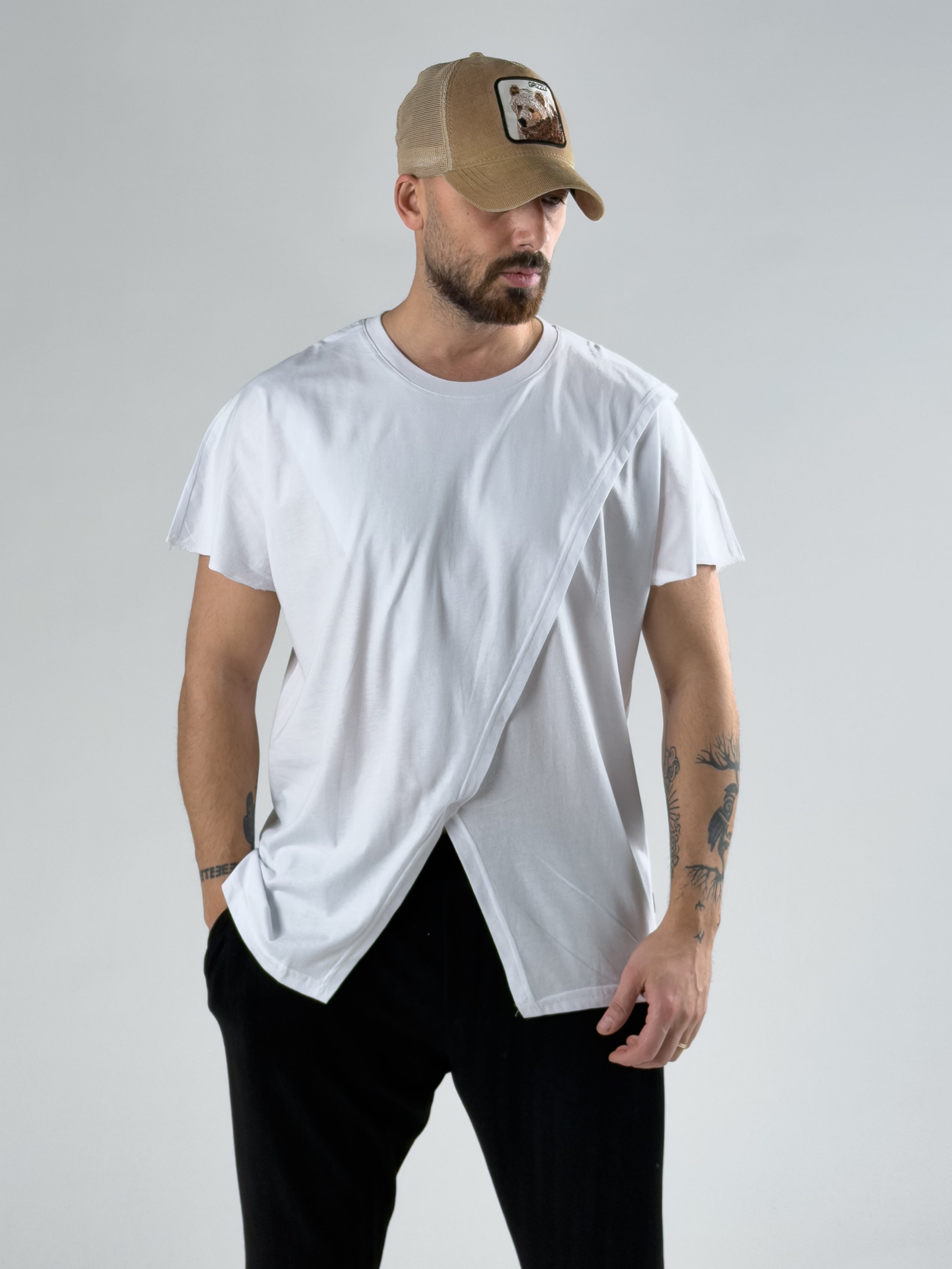 Çift Parça Beyaz Erkek T-Shirt COC3000