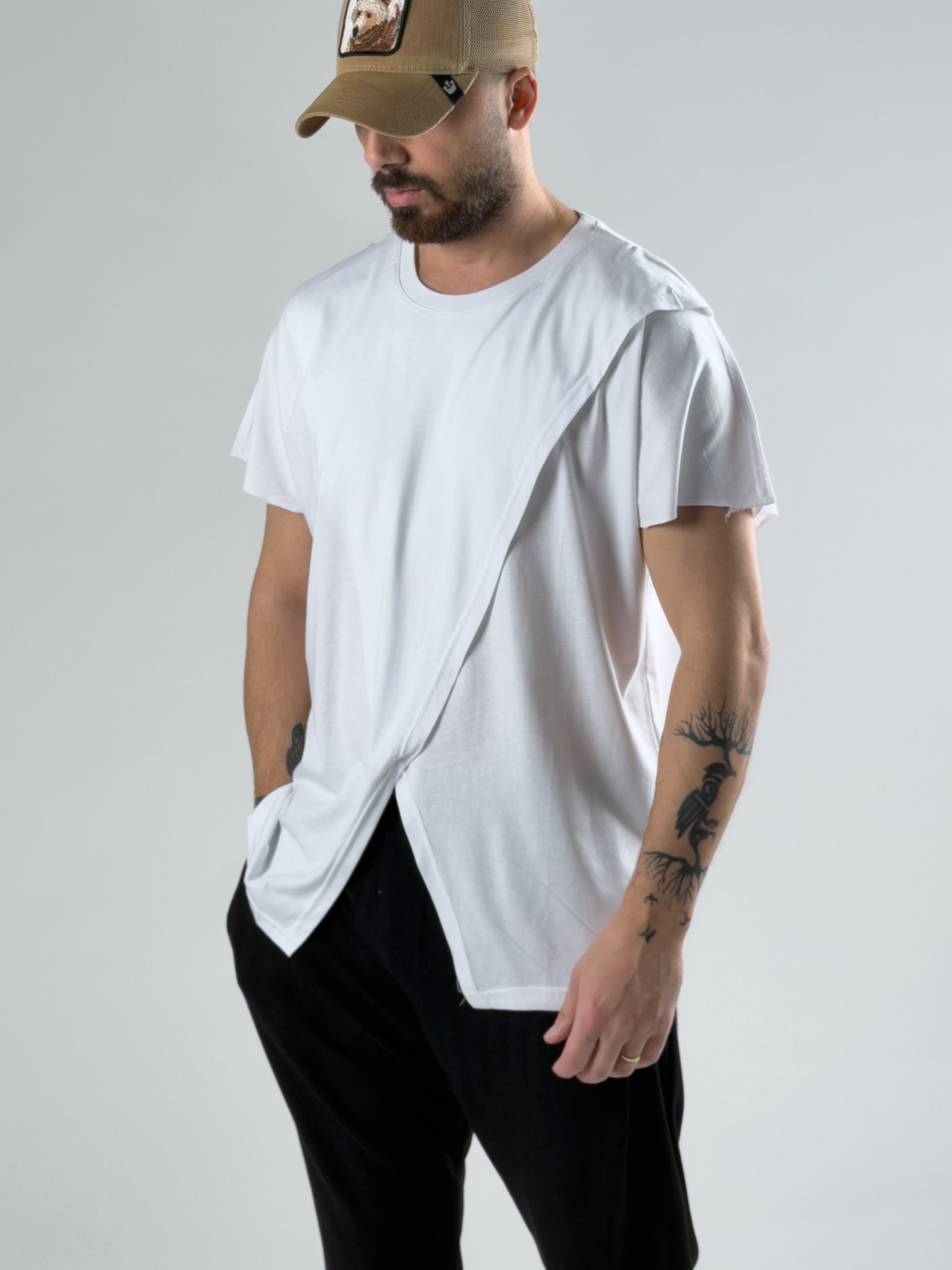 Çift Parça Beyaz Erkek T-Shirt COC3000